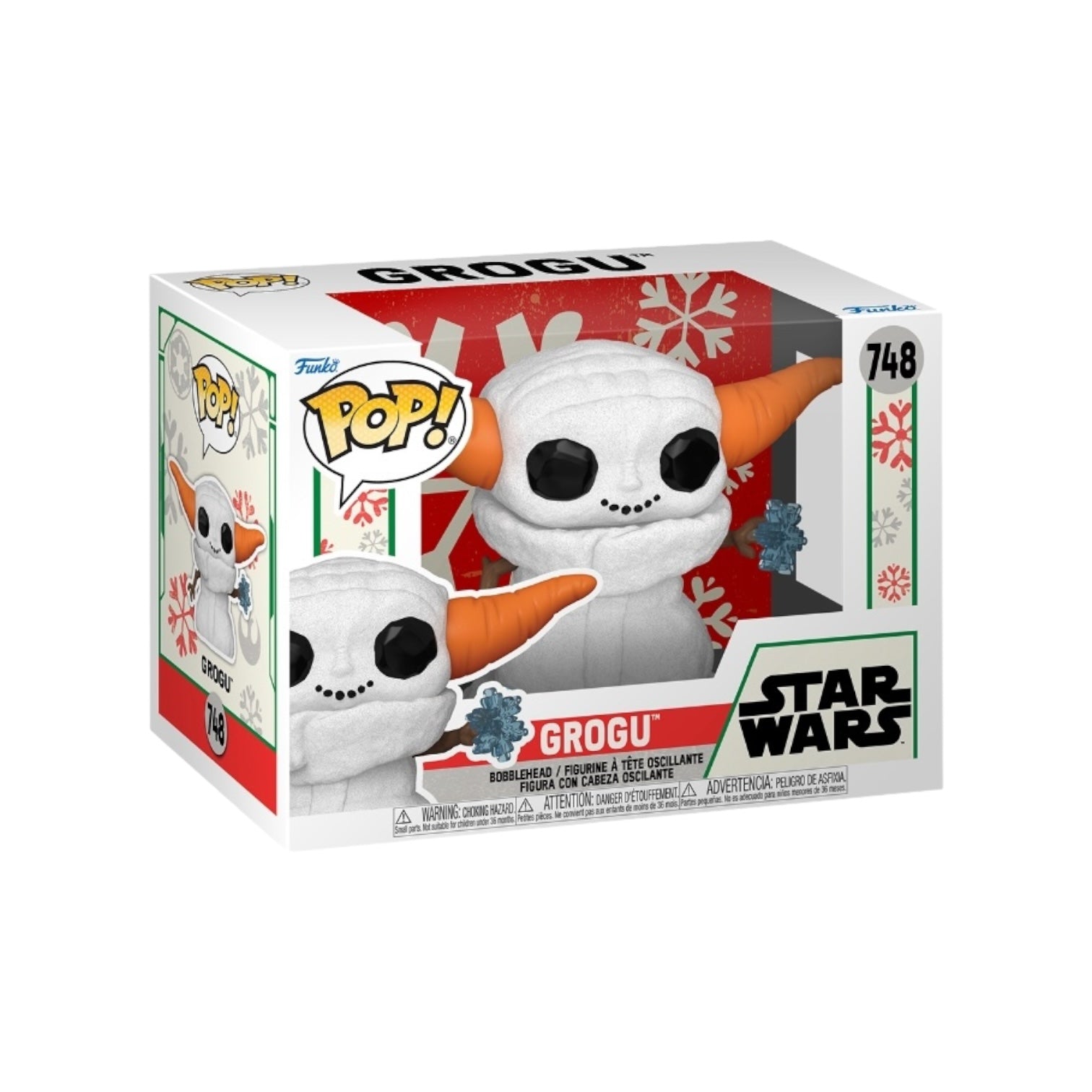 Funko Pop! of Grogu as a snowman from The Mandalorian Holiday, showcasing a delightful and festive character design.