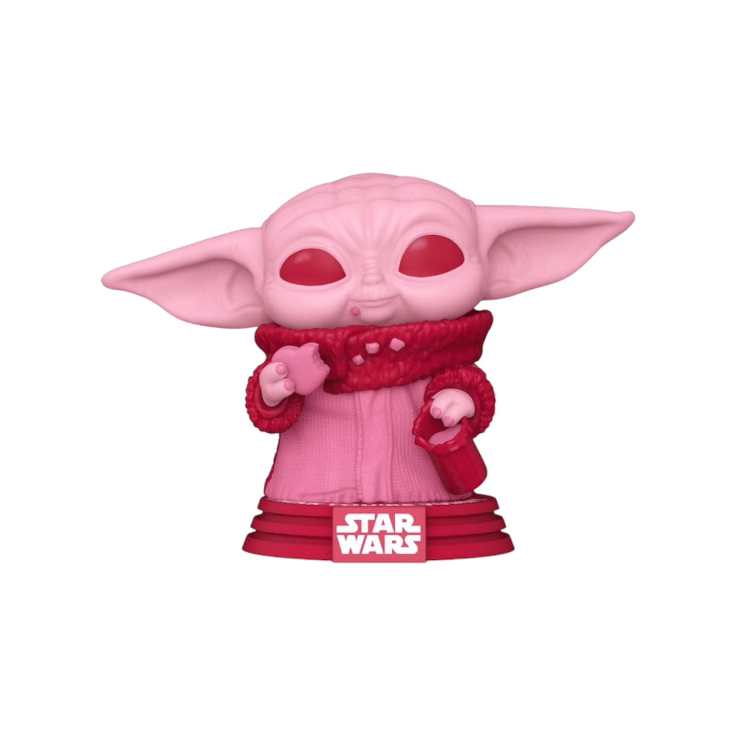 A all pink and red detailed gorge with cookie Star Wars figure