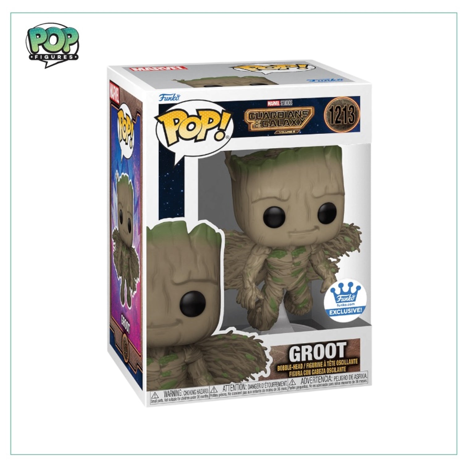 Funko Pop! Groot #1213 with wings from Guardians of the Galaxy Volume 3, exclusive to Funko Shop.