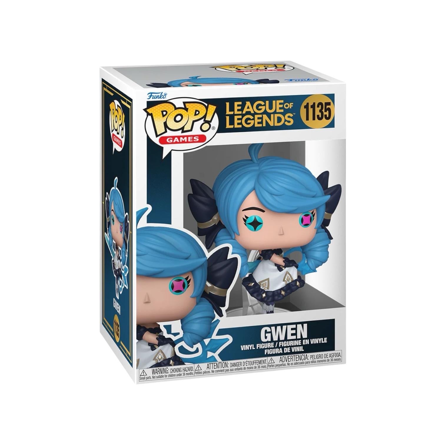 Funko Pop! vinyl figure packaging for Gwen from League of Legends on a white background