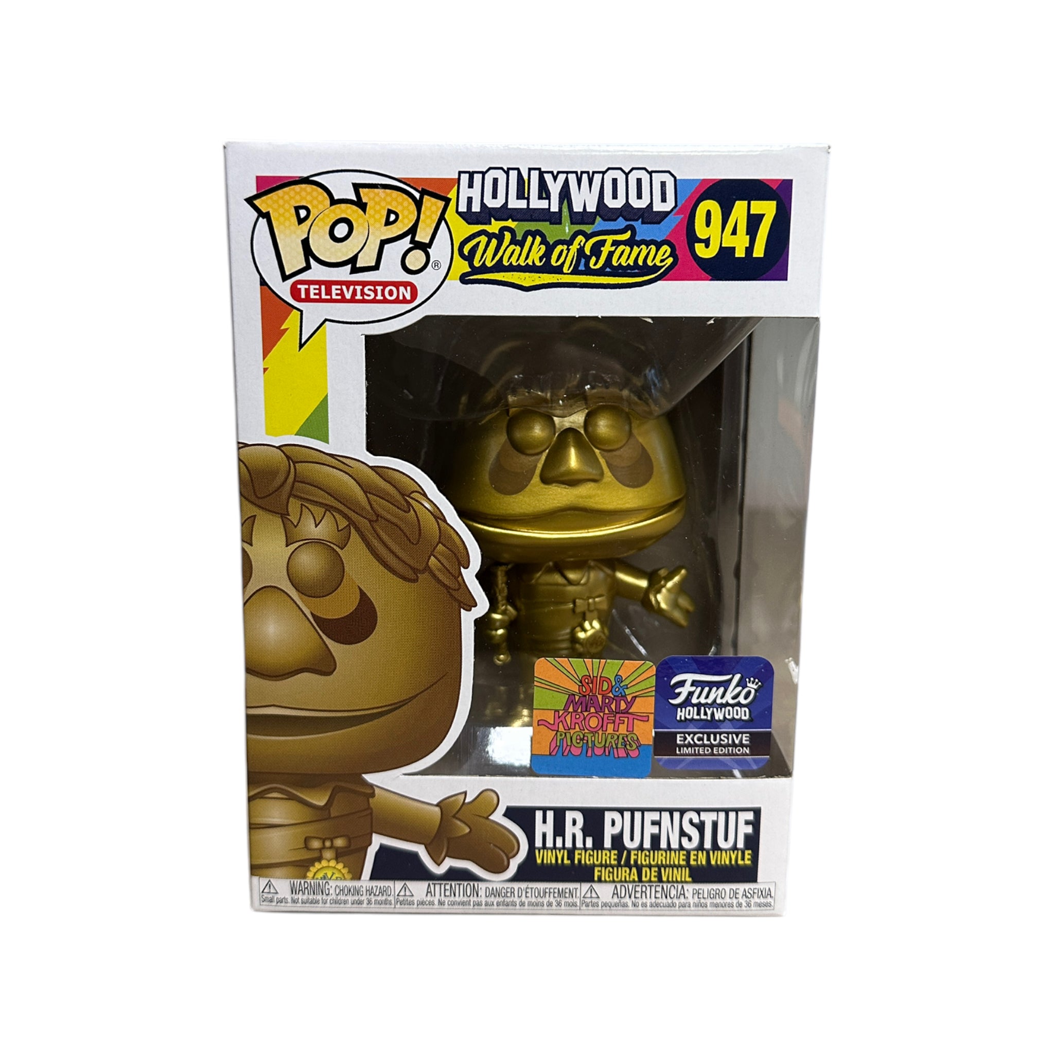 H.R. Pufnstuf #947 Funko Pop! in gold metallic, exclusive from Funko Hollywood, rated 6.5/10 condition.