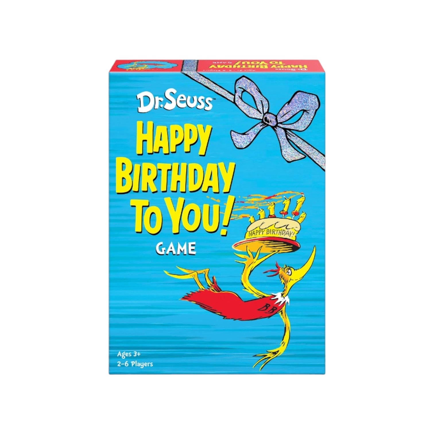 Funko board game featuring Dr. Seuss characters celebrating a birthday with colorful graphics and playful design.
