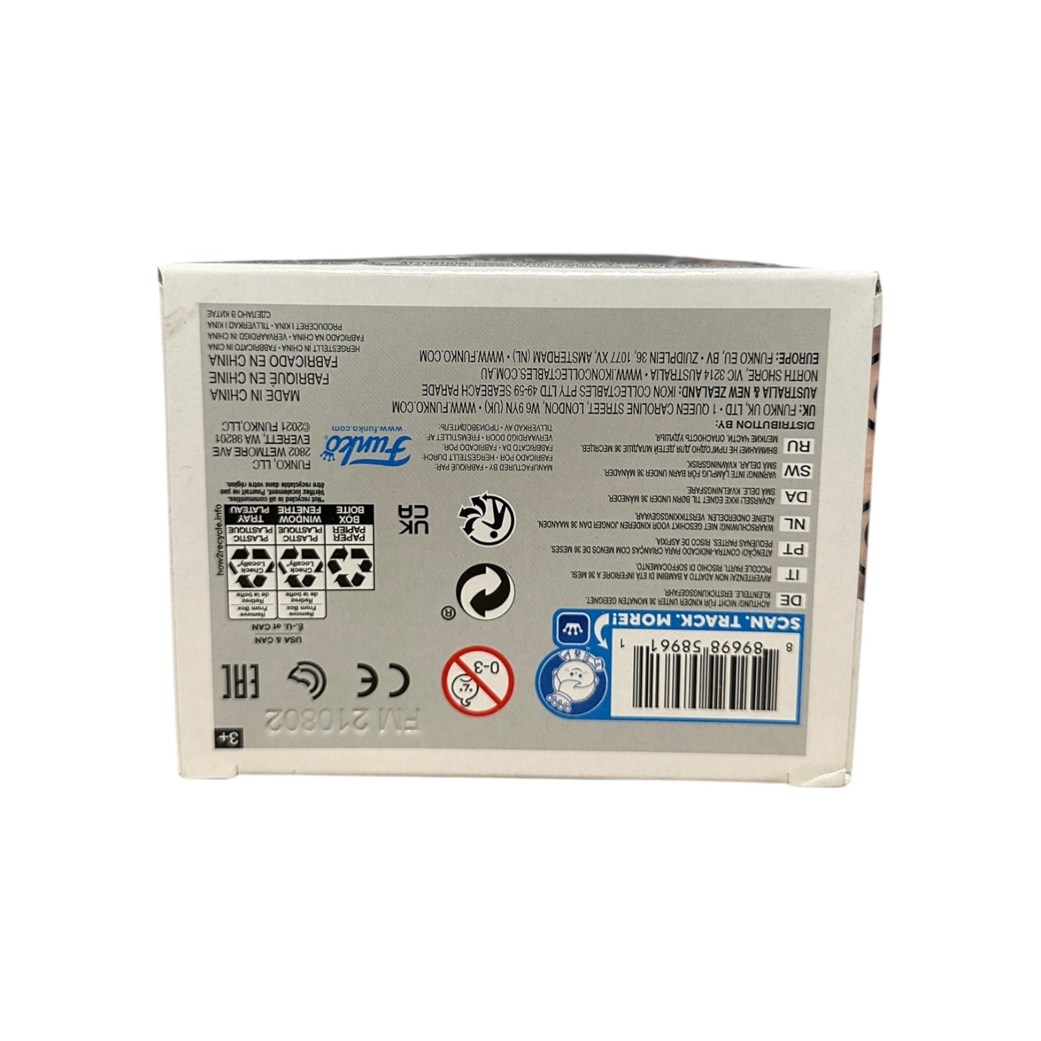 Back of a product packaging with various labels and symbols on a white background