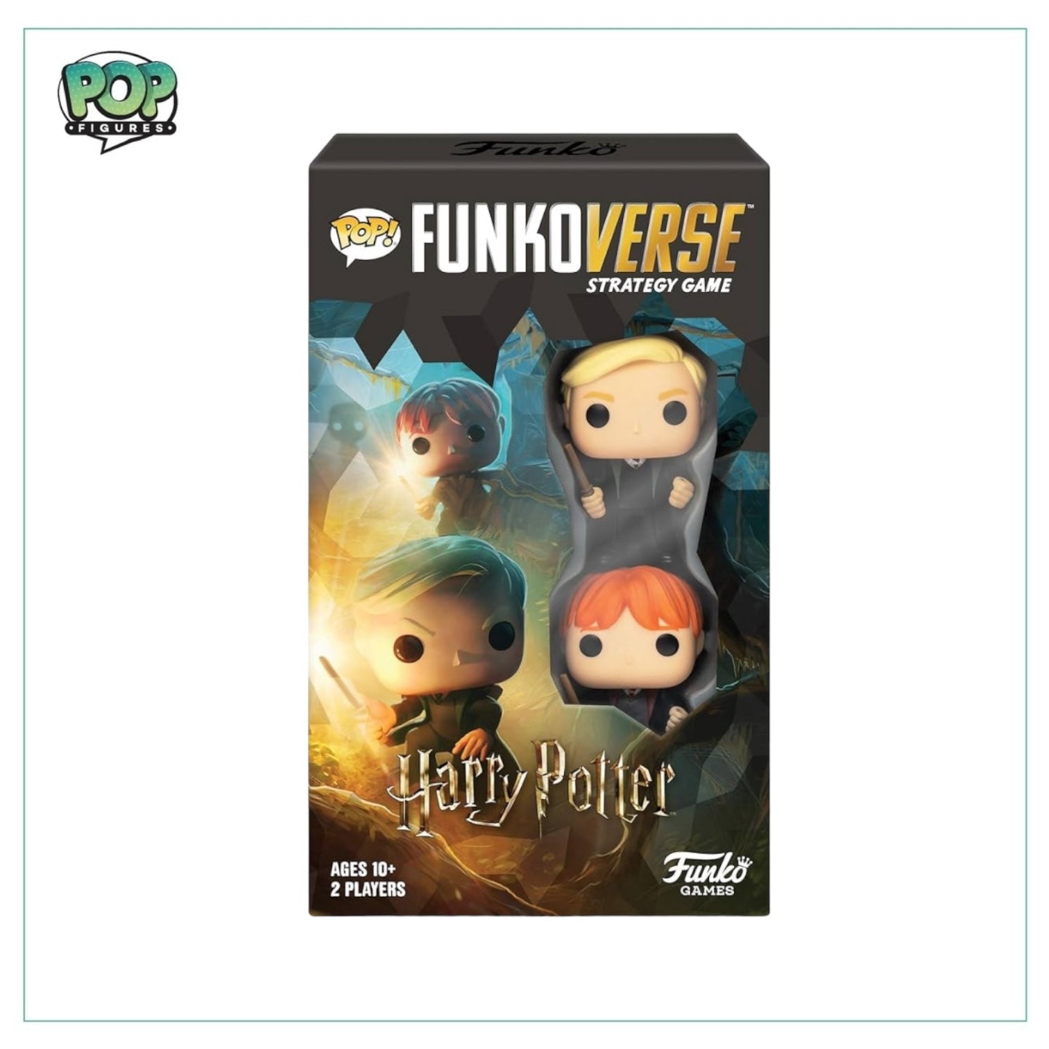 Harry Potter 2 Player Funko Verse Strategy Game box featuring colorful characters and game pieces for a fun duel experience.