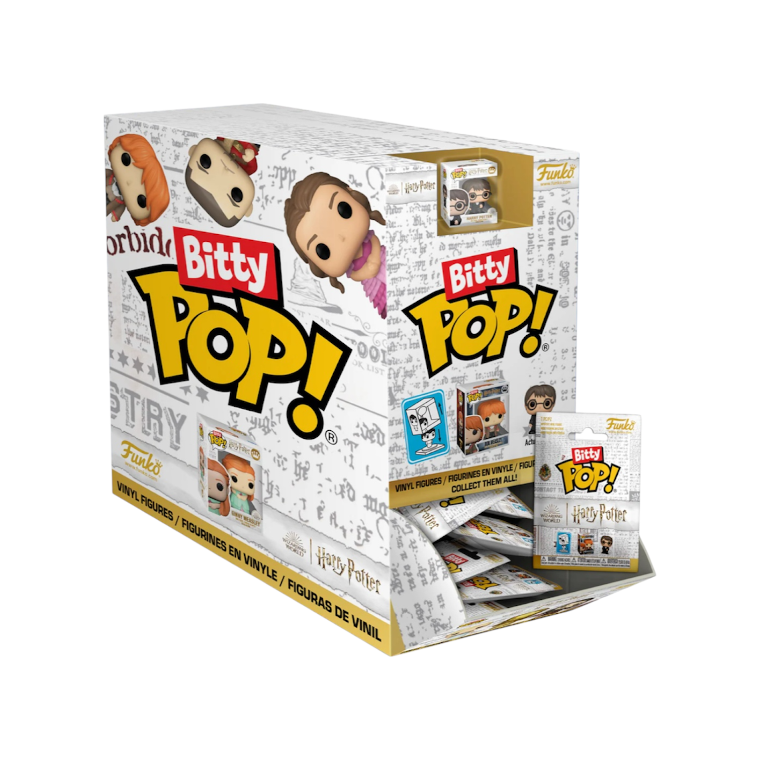 Box of Bitty Pop! vinyl figures with packaging on a white background