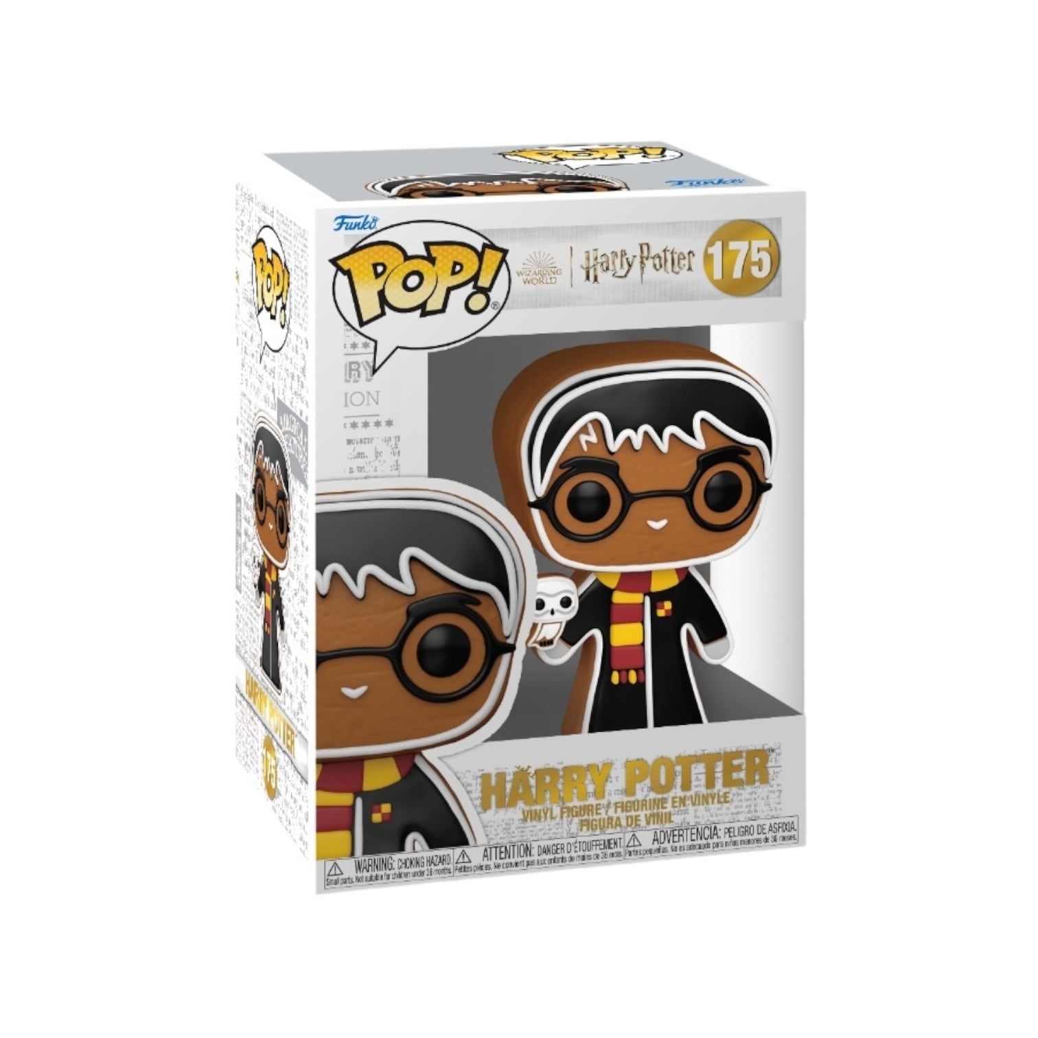 Funko Pop! figure of Harry Potter as a gingerbread man, featuring his signature glasses and lightning bolt scar.