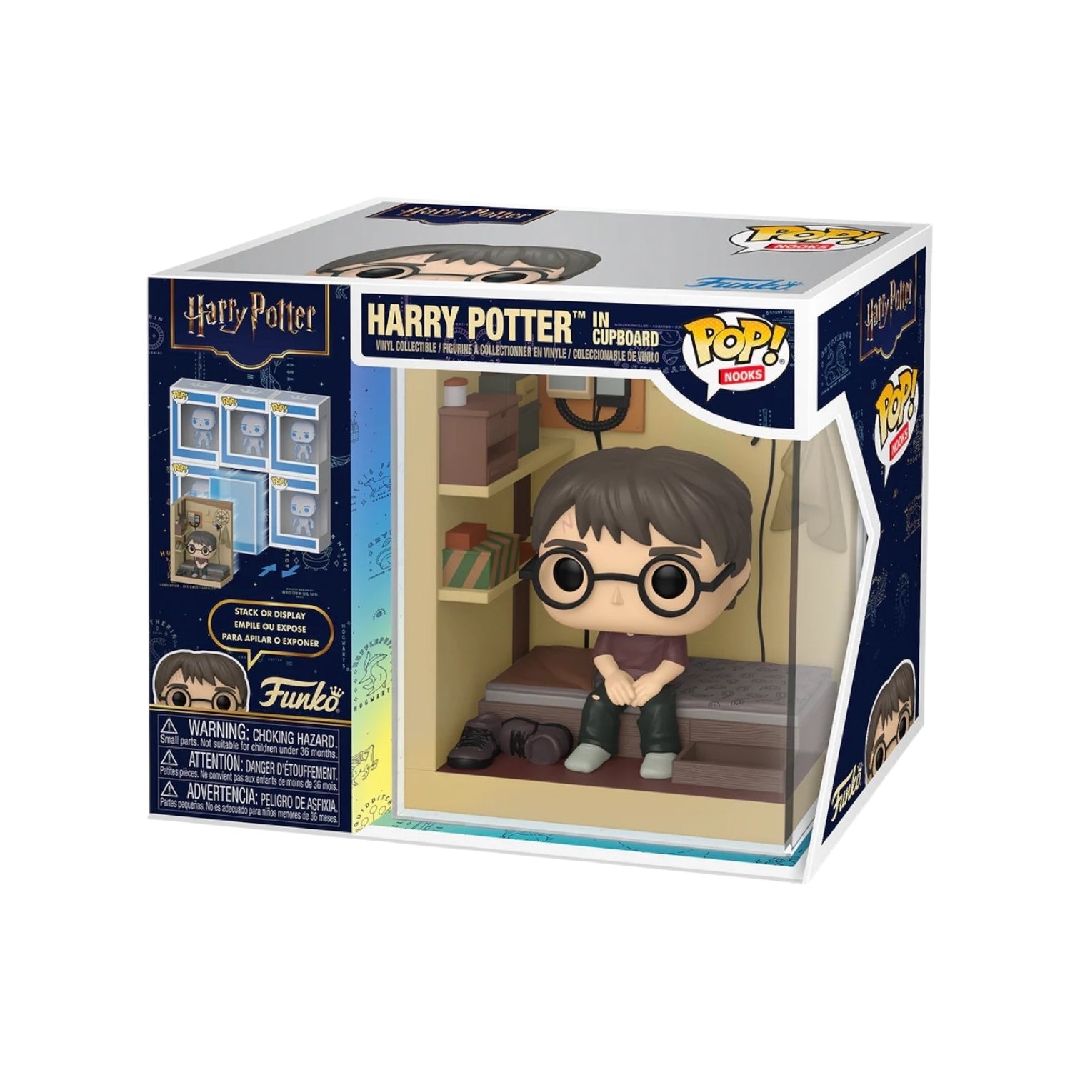 Funko Pop! vinyl figure of Harry Potter in a box with packaging details.