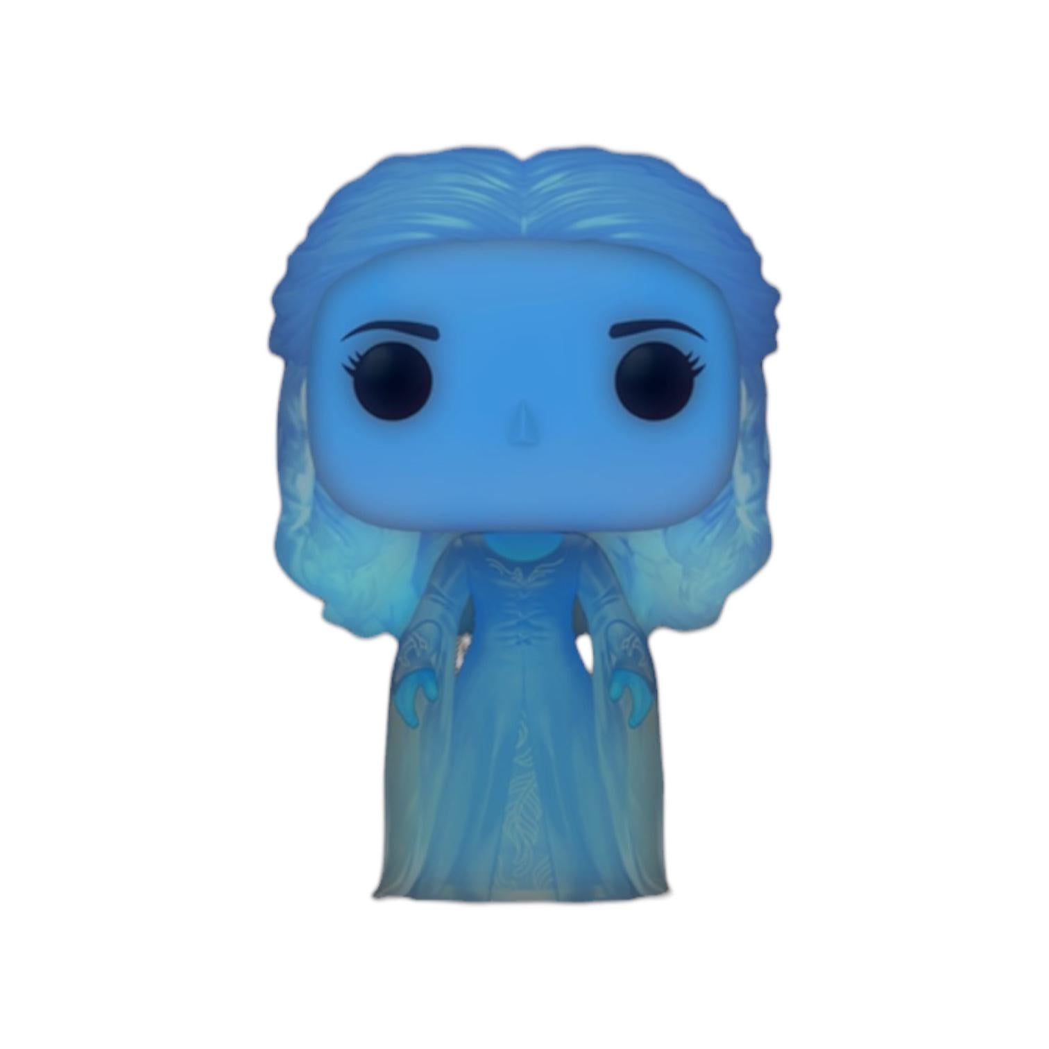 Blue-themed figurine on a white background