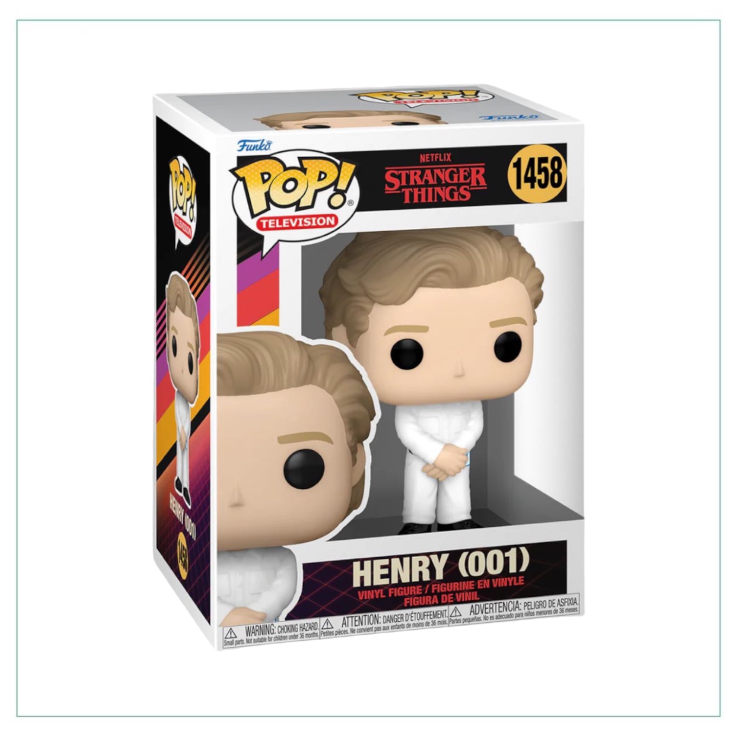 Funko Pop! figure of Henry from Stranger Things, wearing a dark outfit and looking mysterious with a serious expression.