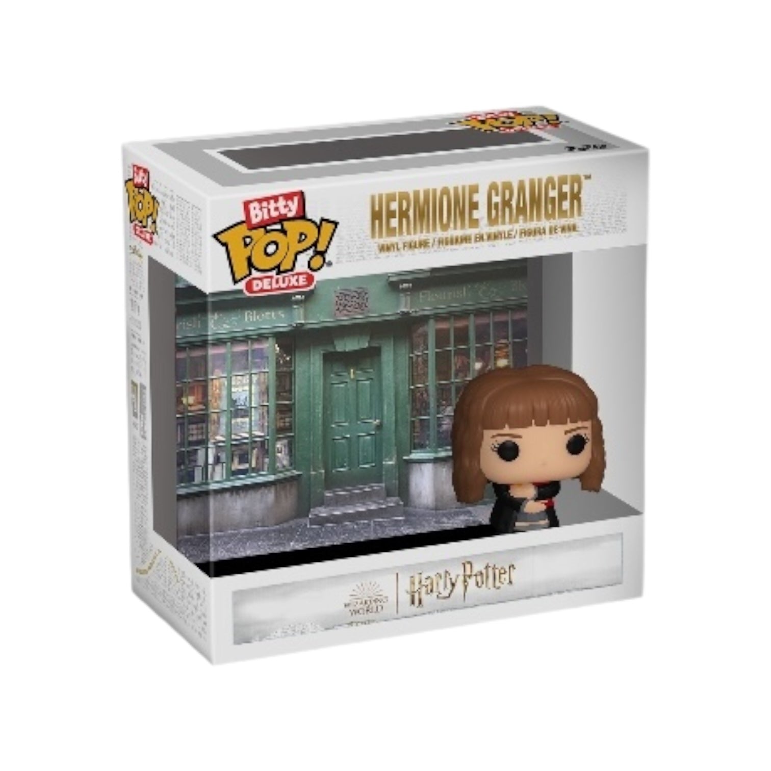 Hermione Granger Funko Bitty Pop! Deluxe figure, featuring her iconic robes and wand from the Harry Potter series.