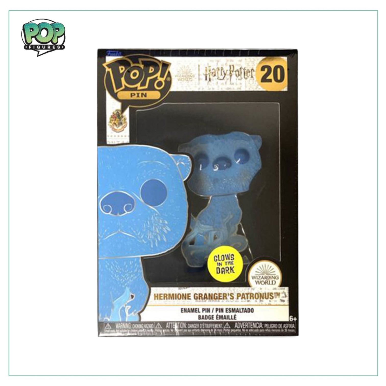 Hermione Granger's glowing Patronus enamel pin from Harry Potter, featuring a cute design that lights up in the dark.