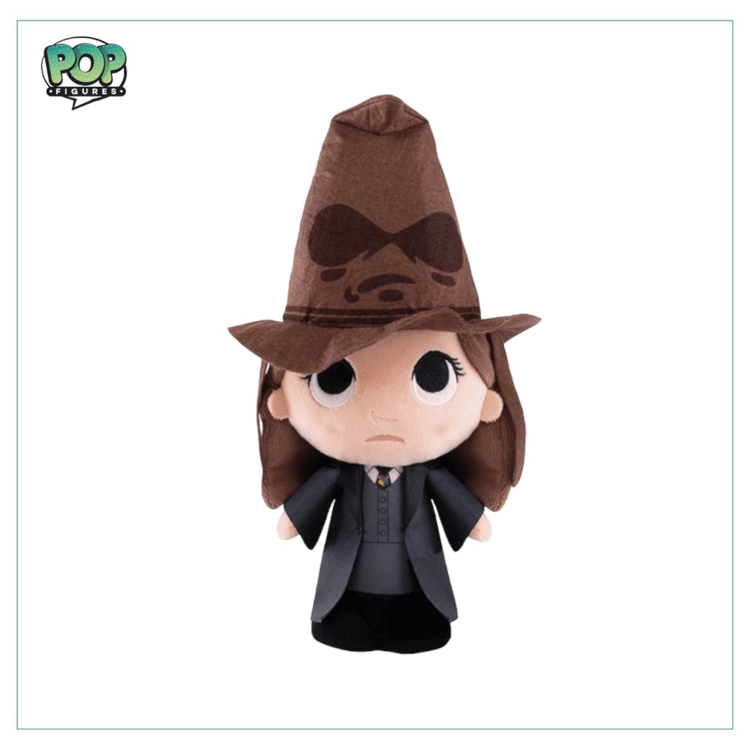 Funko Plush of Hermione Granger wearing the Sorting Hat, representing a beloved character from the Harry Potter universe.
