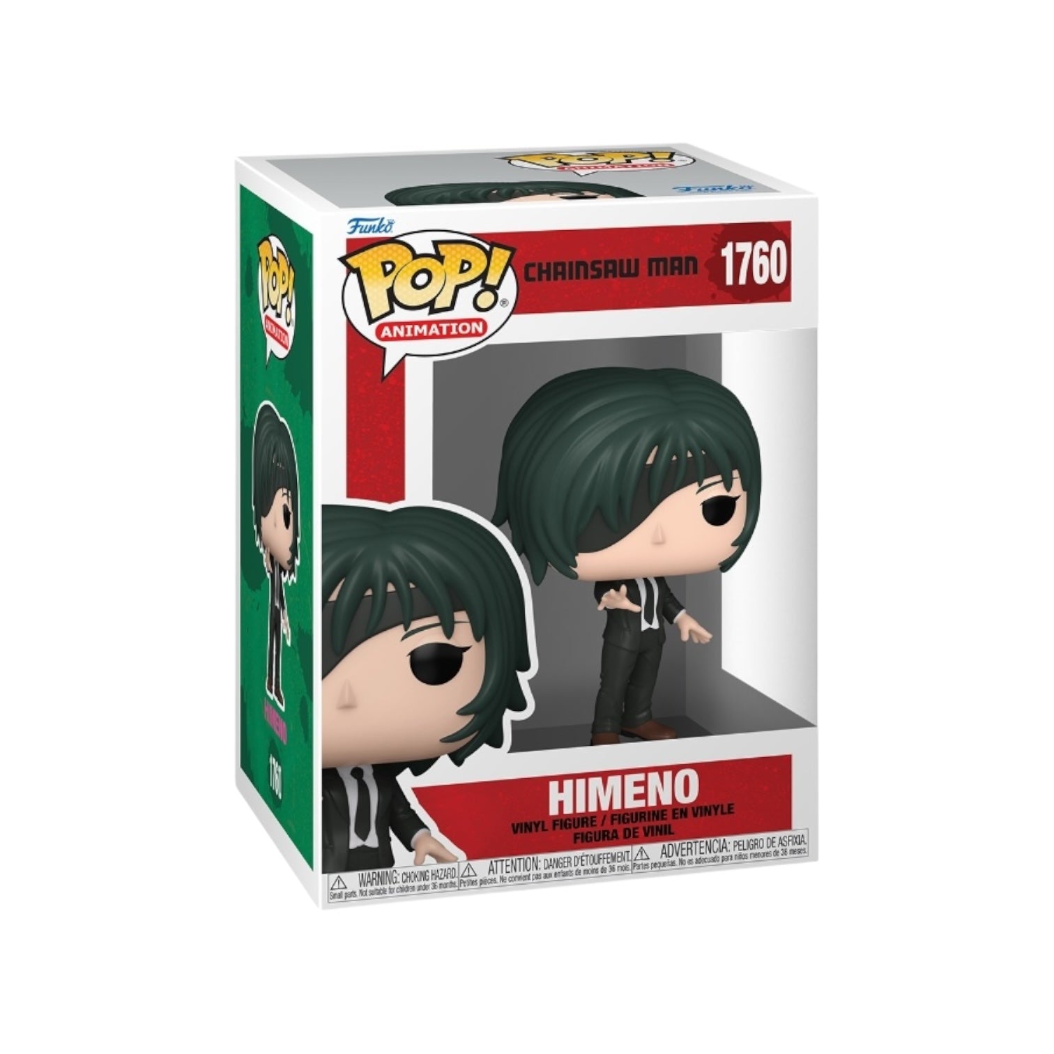 Himeno #1760 Funko Pop, With the iconic eye patch with Emerald Green hair and wearing a black suit and tie