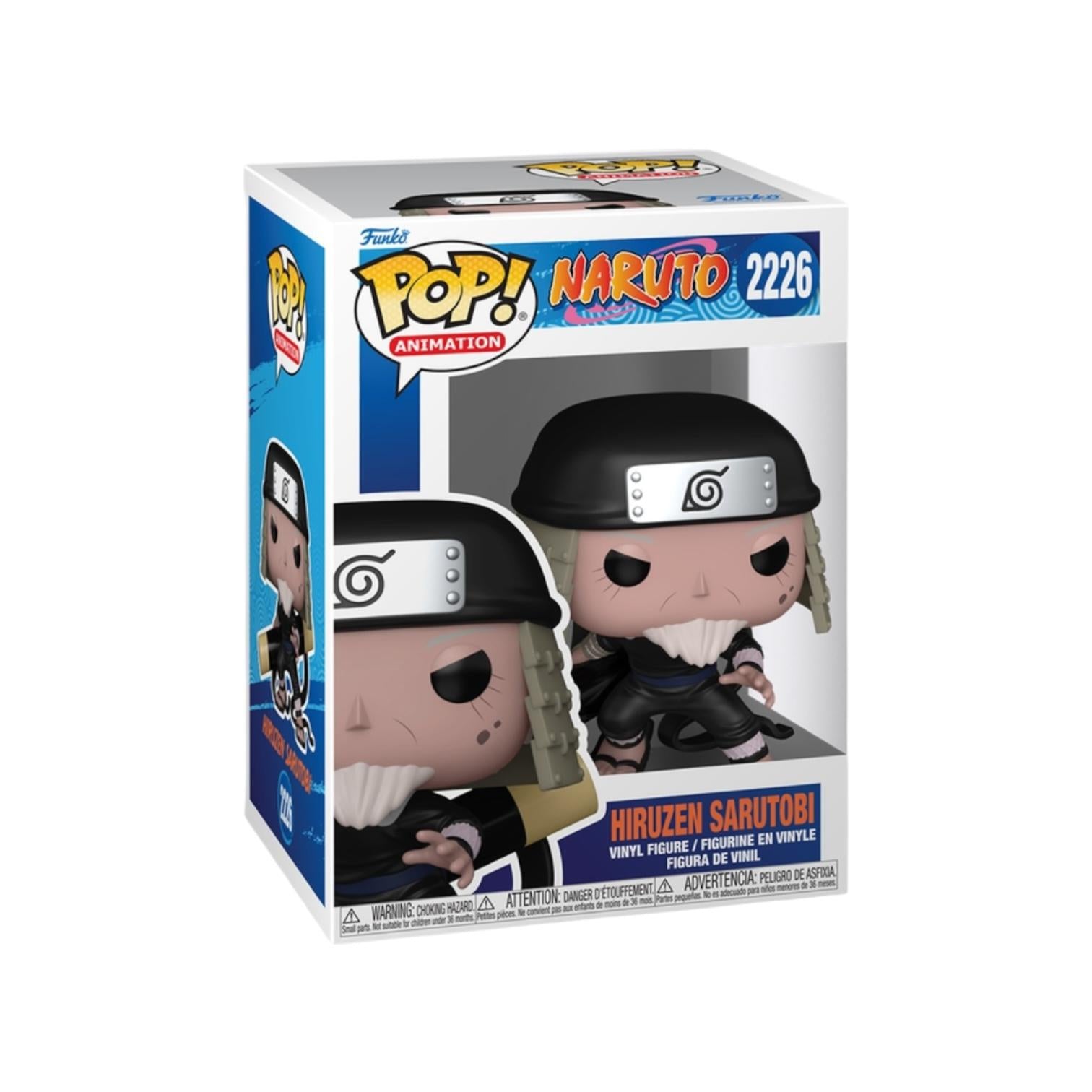 Funko Pop! vinyl figure packaging for Hiruzen Sarutobi from Naruto with Pop! Animation logo.