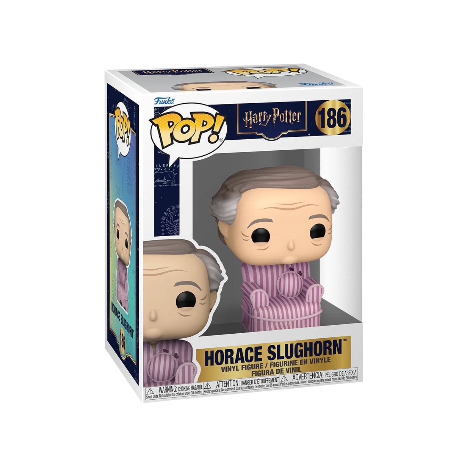 Funko Pop! vinyl figure of Horace Slughorn in packaging with Harry Potter branding.