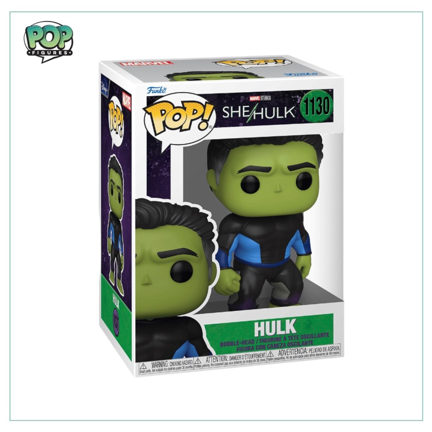 She-Hulk Funko Pop! from Hulk #1130, showcasing her vibrant green color and dynamic stance, ready for action.