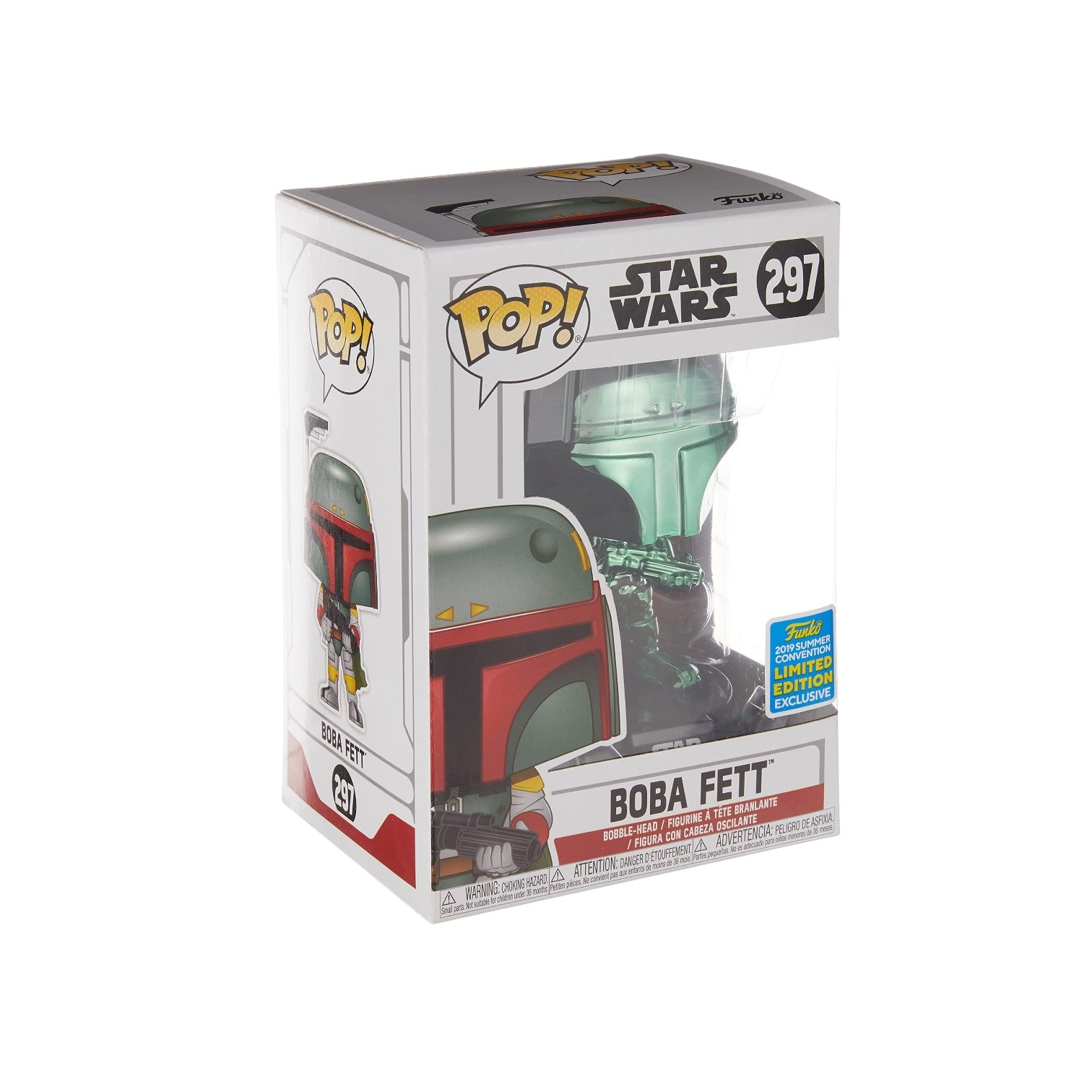 Boba Fett (Green Chrome) #297 Funko Pop! - Star Wars - 2019 SDCC Shared Exclusive