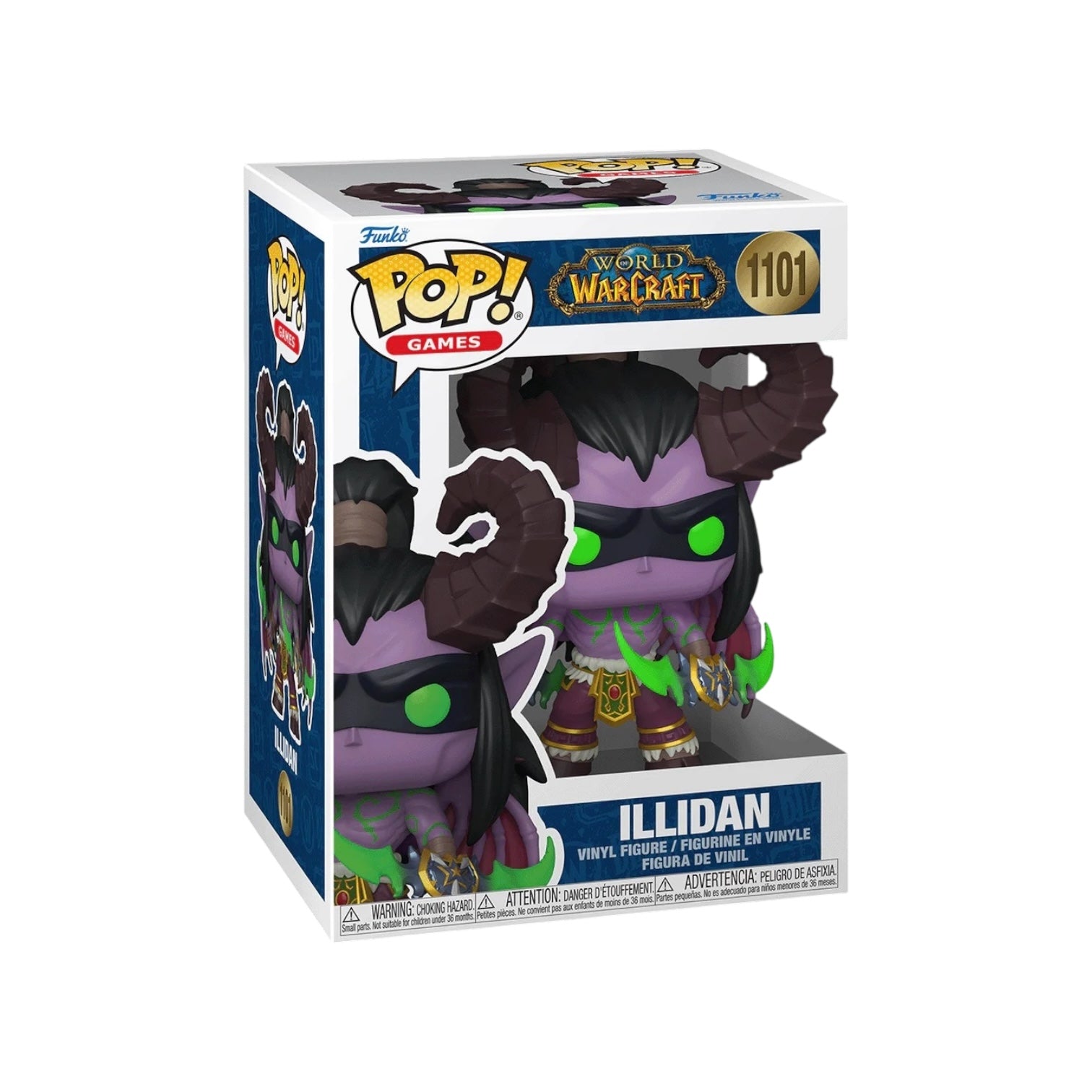 Funko Pop! Games World of Warcraft Illidan toy figure packaging on a white background