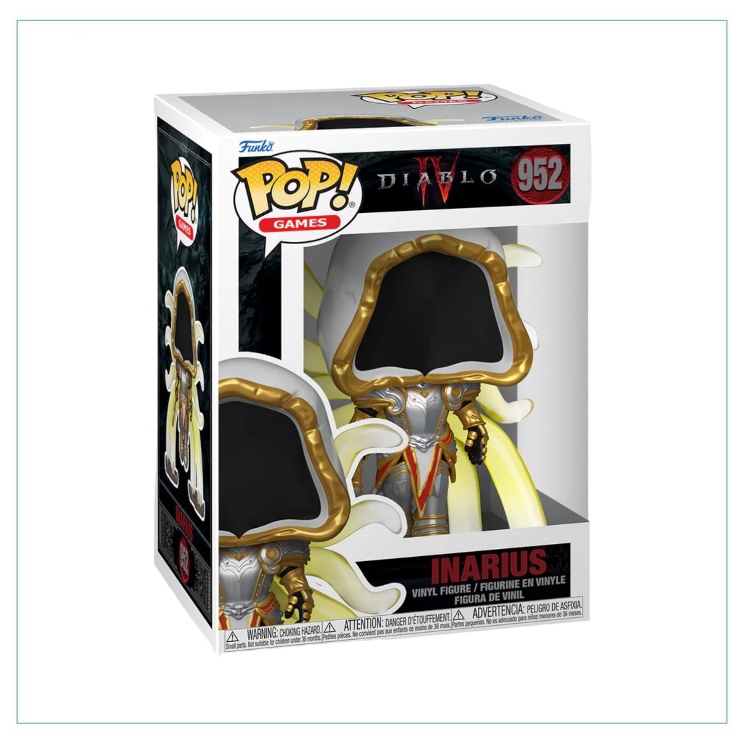 Inarius #952 Funko Pop! figure from Diablo IV, featuring a detailed design of the character with wings and a staff.