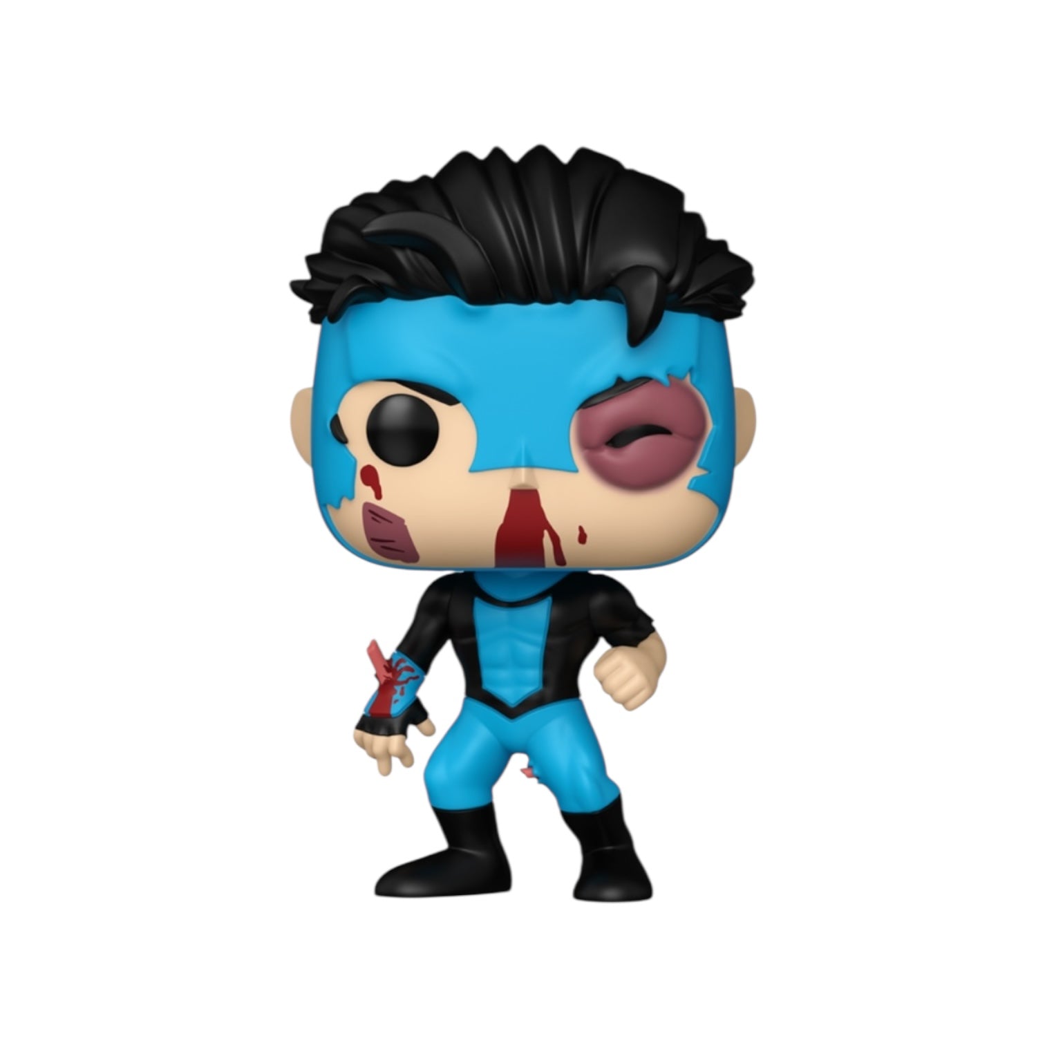 Pop! Vinyl figure with blue and black costume on a white background