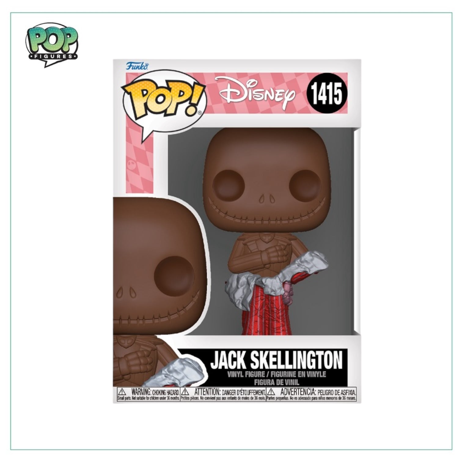Jack Skellington Funko Pop #1415 from The Nightmare Before Christmas, featuring his iconic skeletal face and pinstripe suit.