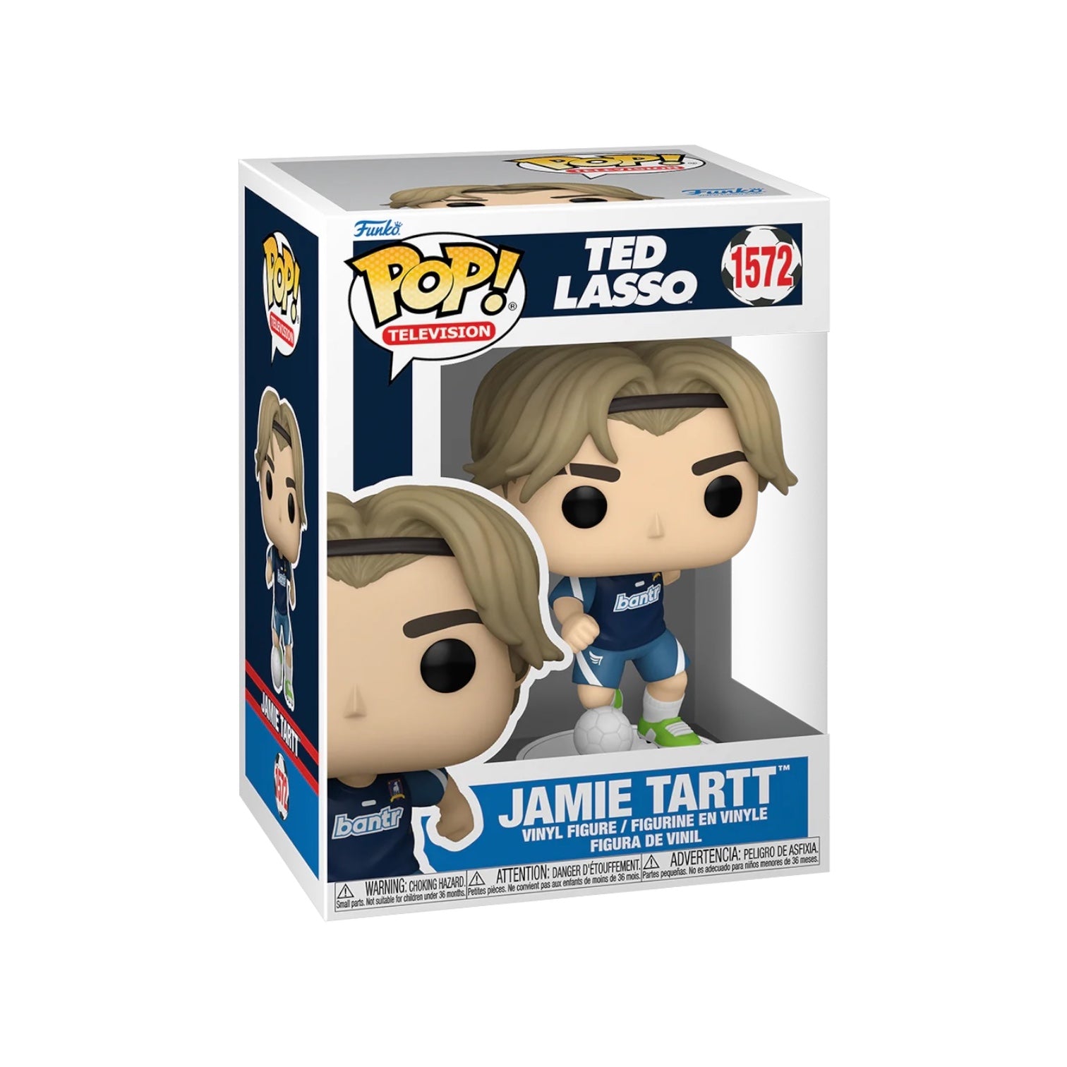 Funko Pop! #1572 of Jamie Tartt from Ted Lasso, showcasing the character in his soccer uniform, exuding charm and confidence.