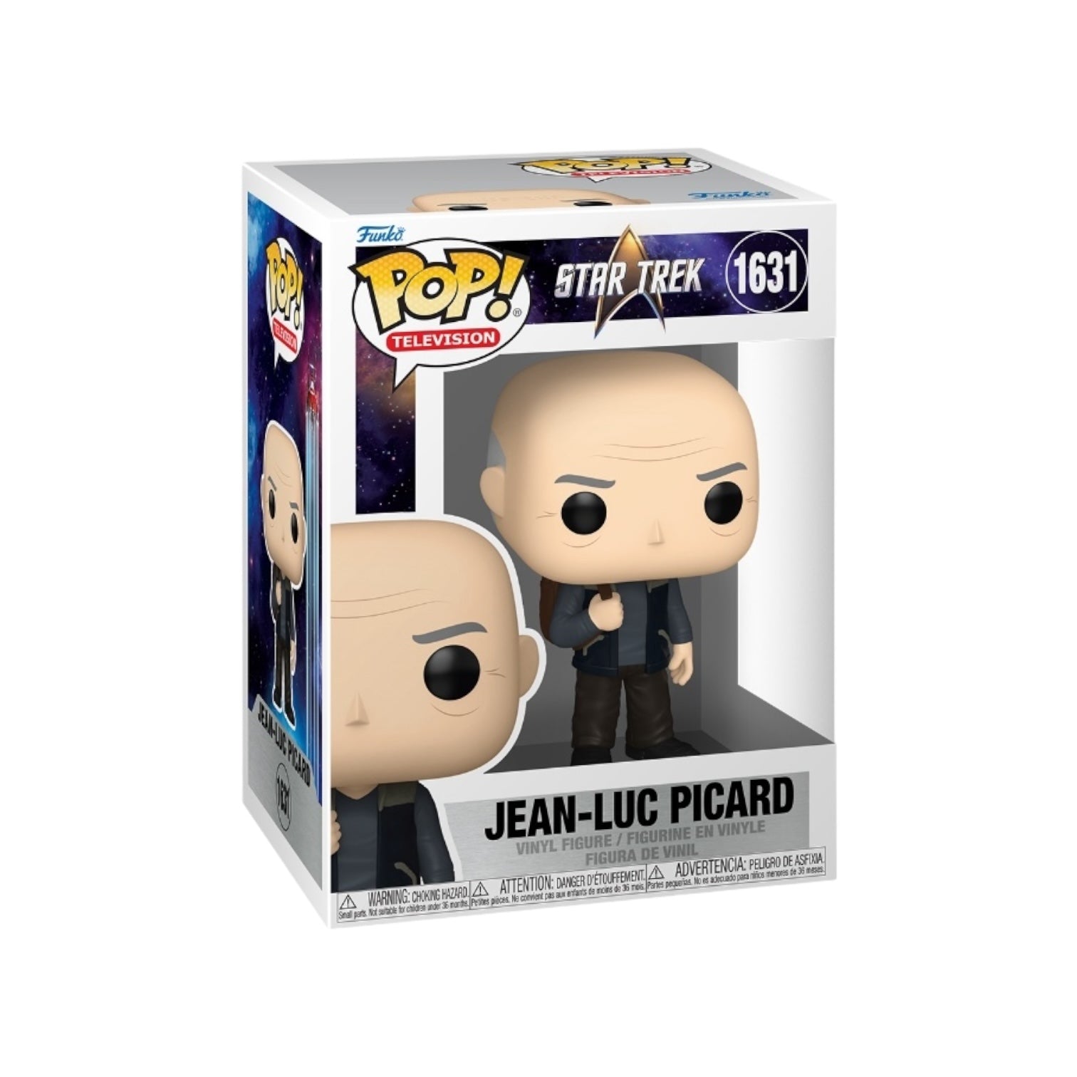Funko Pop! figure of Jean-Luc Picard #1631 from Star Trek, showcasing his iconic Starfleet uniform and confident expression.