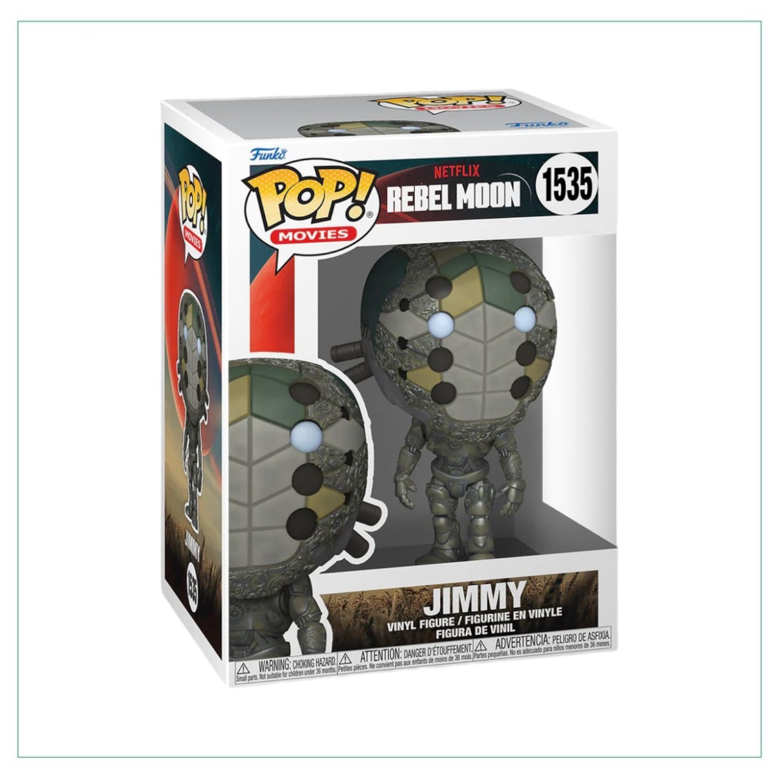 Jimmy #1535 Funko Pop! from Rebel Moon, showcasing a unique character design with bright colors for fans and collectors.