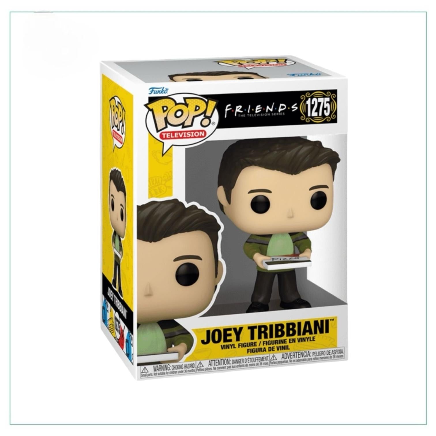 Collectible Funko Pop! of Joey Tribbiani from Friends, featuring his signature look and playful expression in vibrant colors.