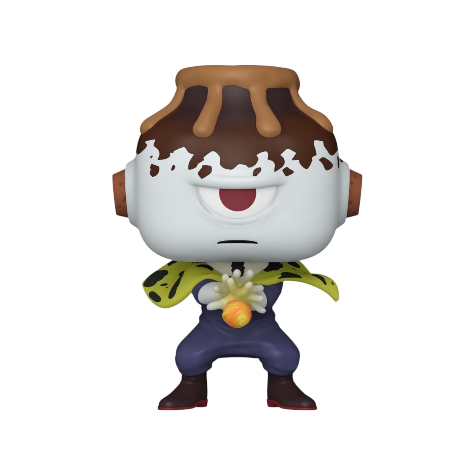 Animated character with a brown hat and white face on a white background