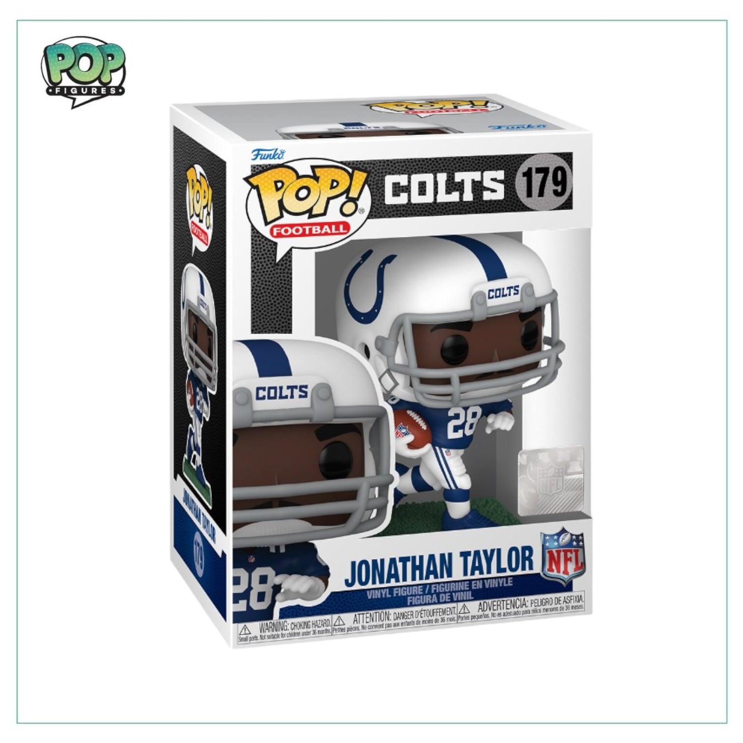 Funko Pop! figure of Jonathan Taylor #179, showcasing the Colts player in a vibrant NFL-themed collectible.