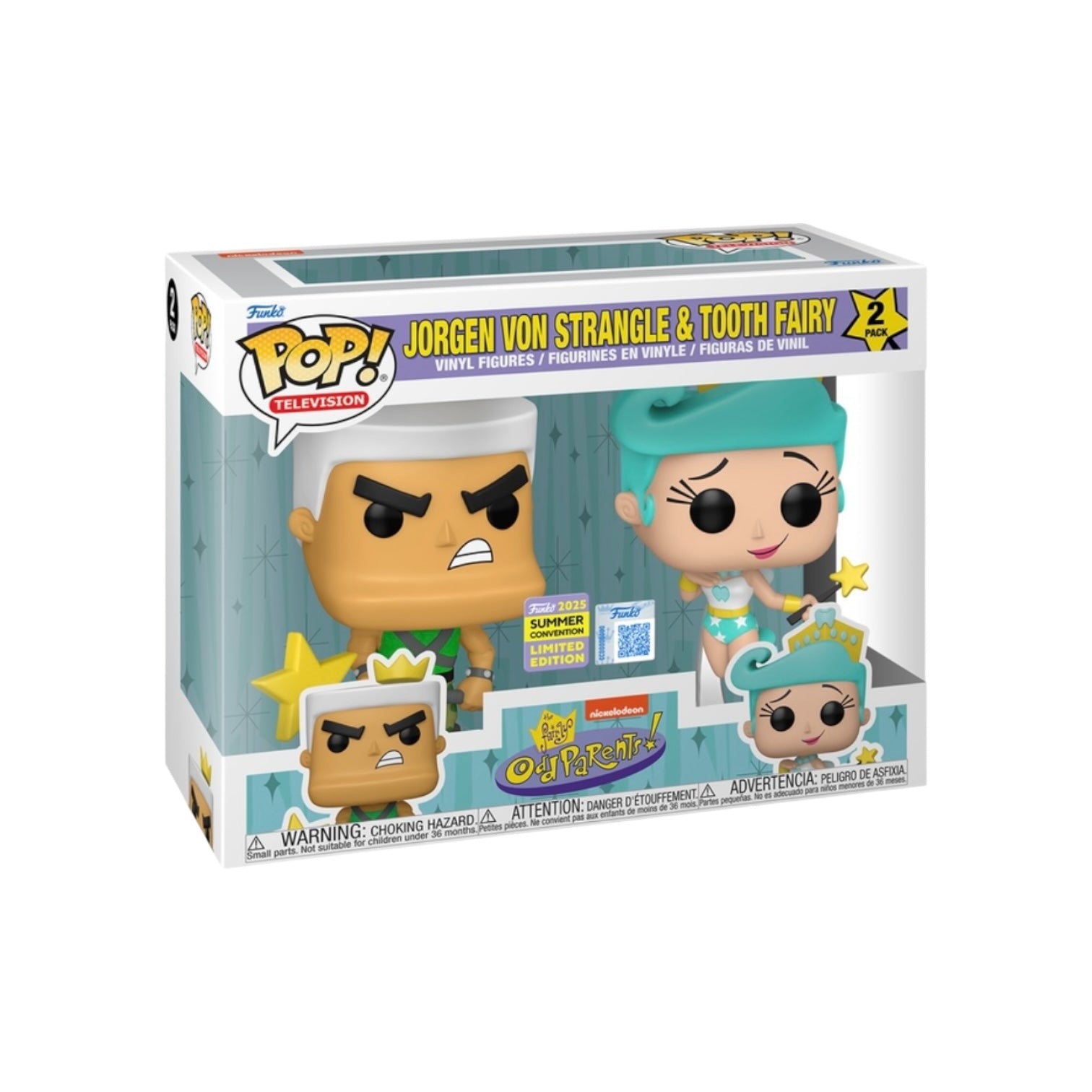 Funko Pop! packaging featuring Jorgen von Strangle and Tooth Fairy figures on a white background