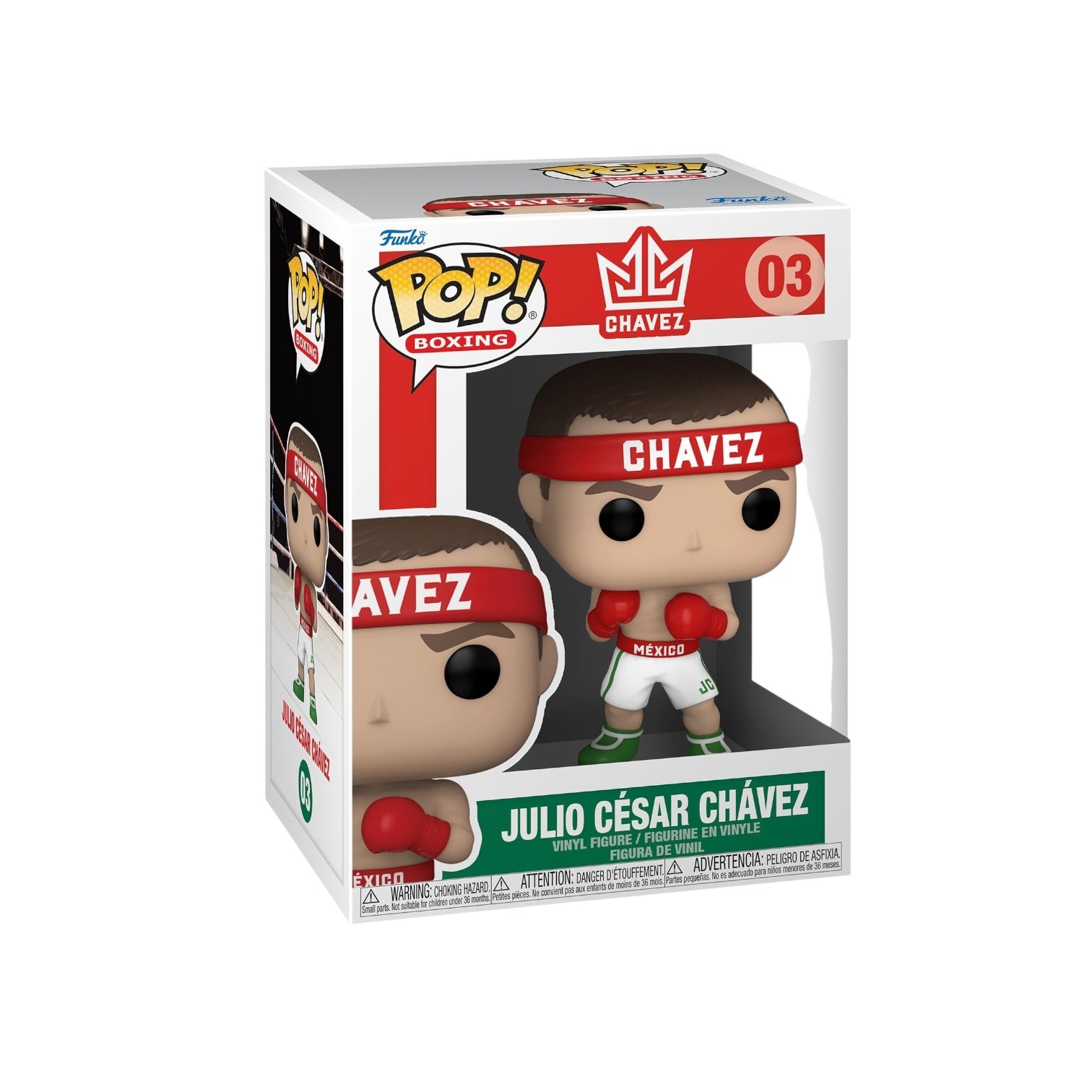 Boxer with white shorts, green trainers and a red sweatband.