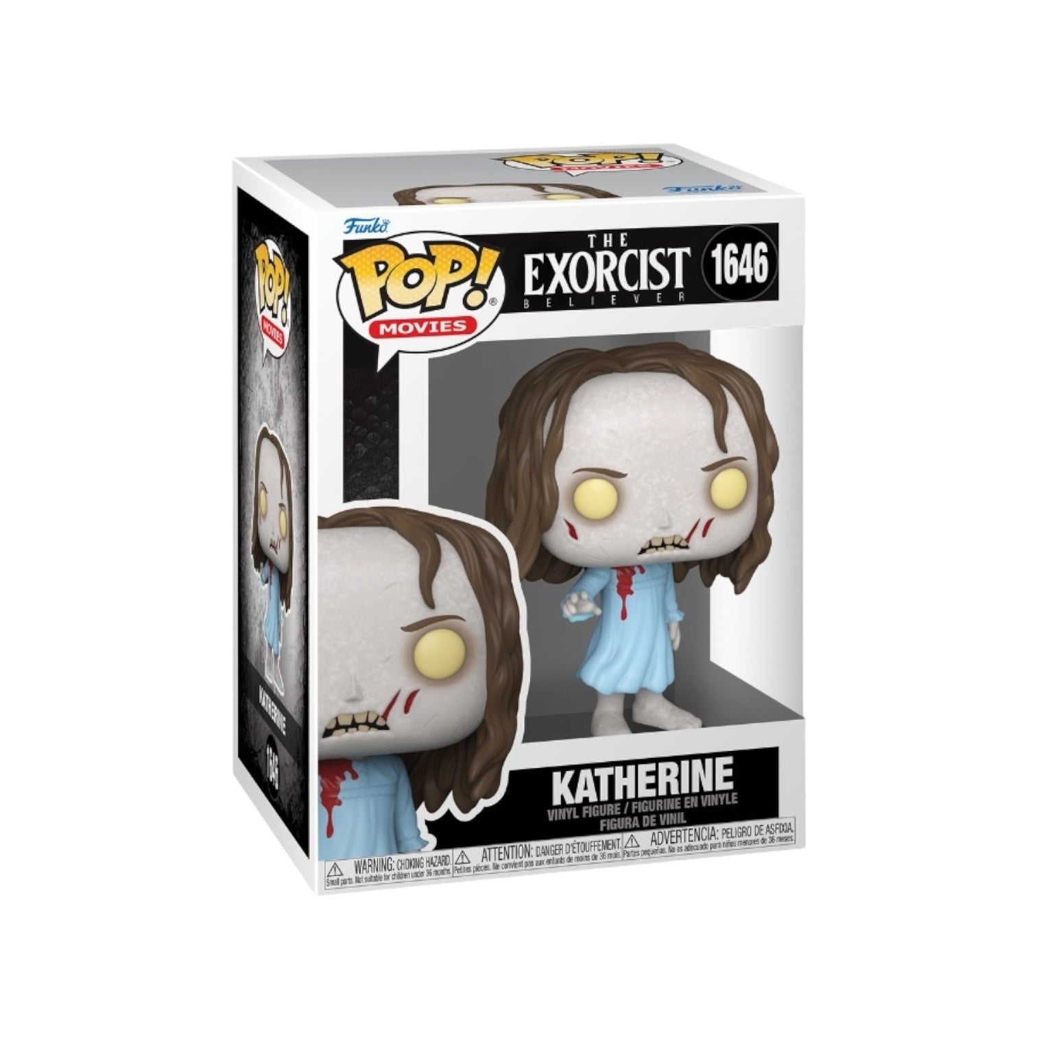 Funko Pop! figure of Katherine from The Exorcist Believer, featuring her signature outfit and eerie expression.