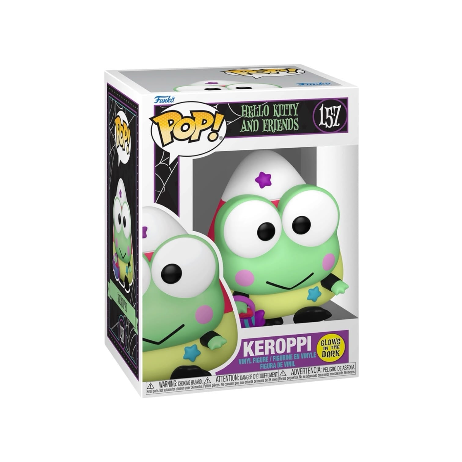 Funko Pop! vinyl figure packaging featuring Keroppi from Hello Kitty and Friends on a white background.
