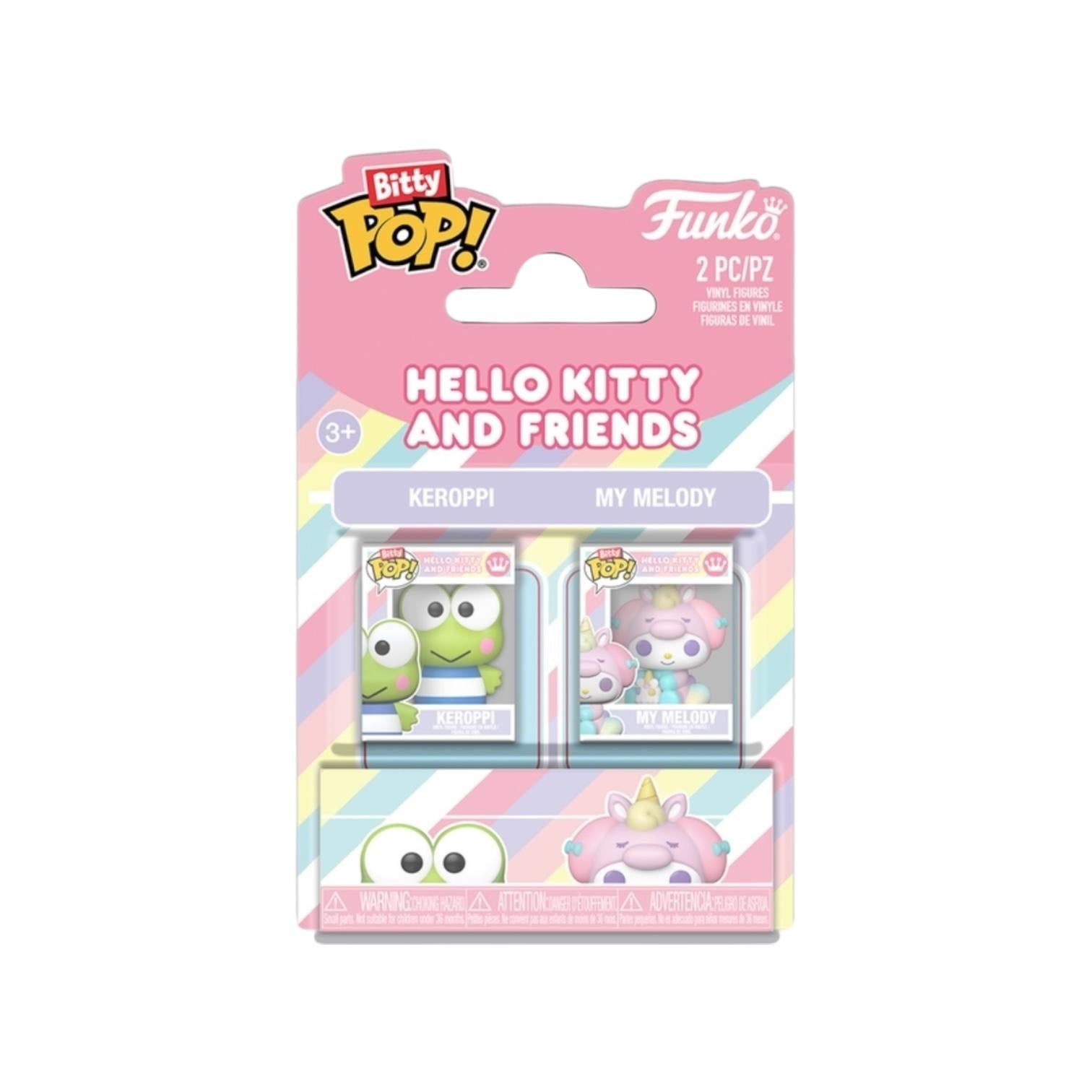 Keroppi and My Melody 2 pack Bitty pop in packaging on a white background
