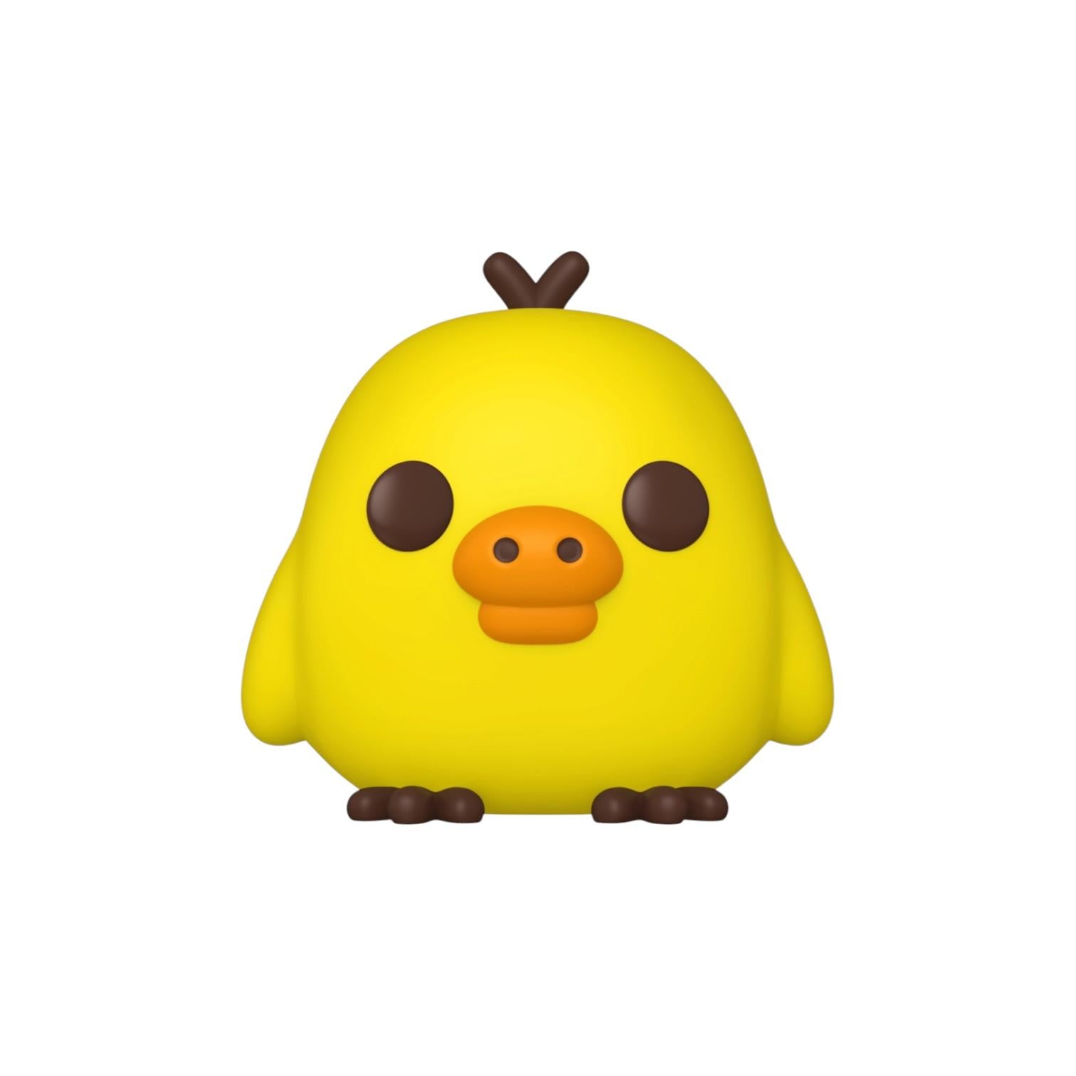 Yellow cartoon-like chick figurine on a white background