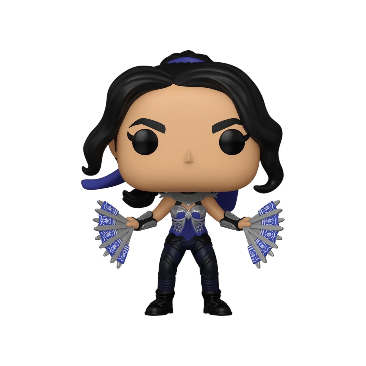 Funko Pop! vinyl figure of a character with black hair and blue accents on a white background