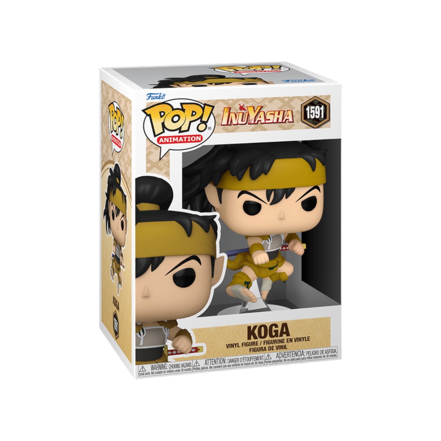 Koga Funko Pop! from InuYasha, showcasing the character's wolf-themed outfit and fierce demeanor.