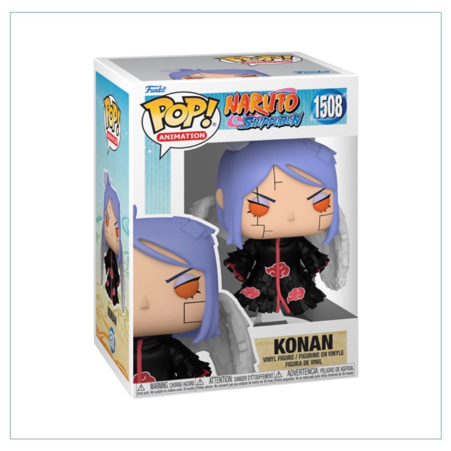 Funko Pop! Konan #1508 from Naruto, showcasing her blue hair and unique outfit, capturing her character's essence.