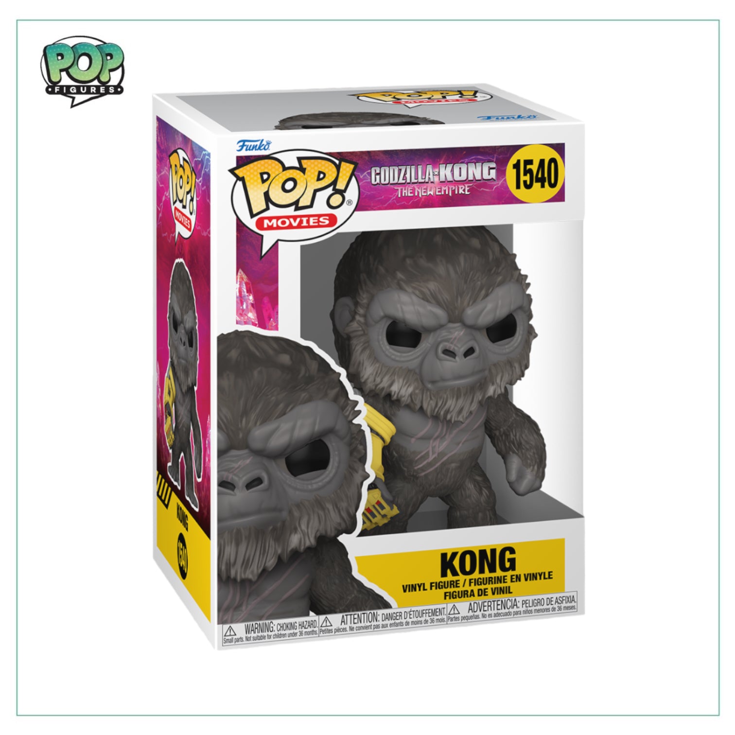 Funko Pop! figure of Kong #1540 from Godzilla Vs. Kong: The New Empire, showcasing his fierce expression and iconic features.