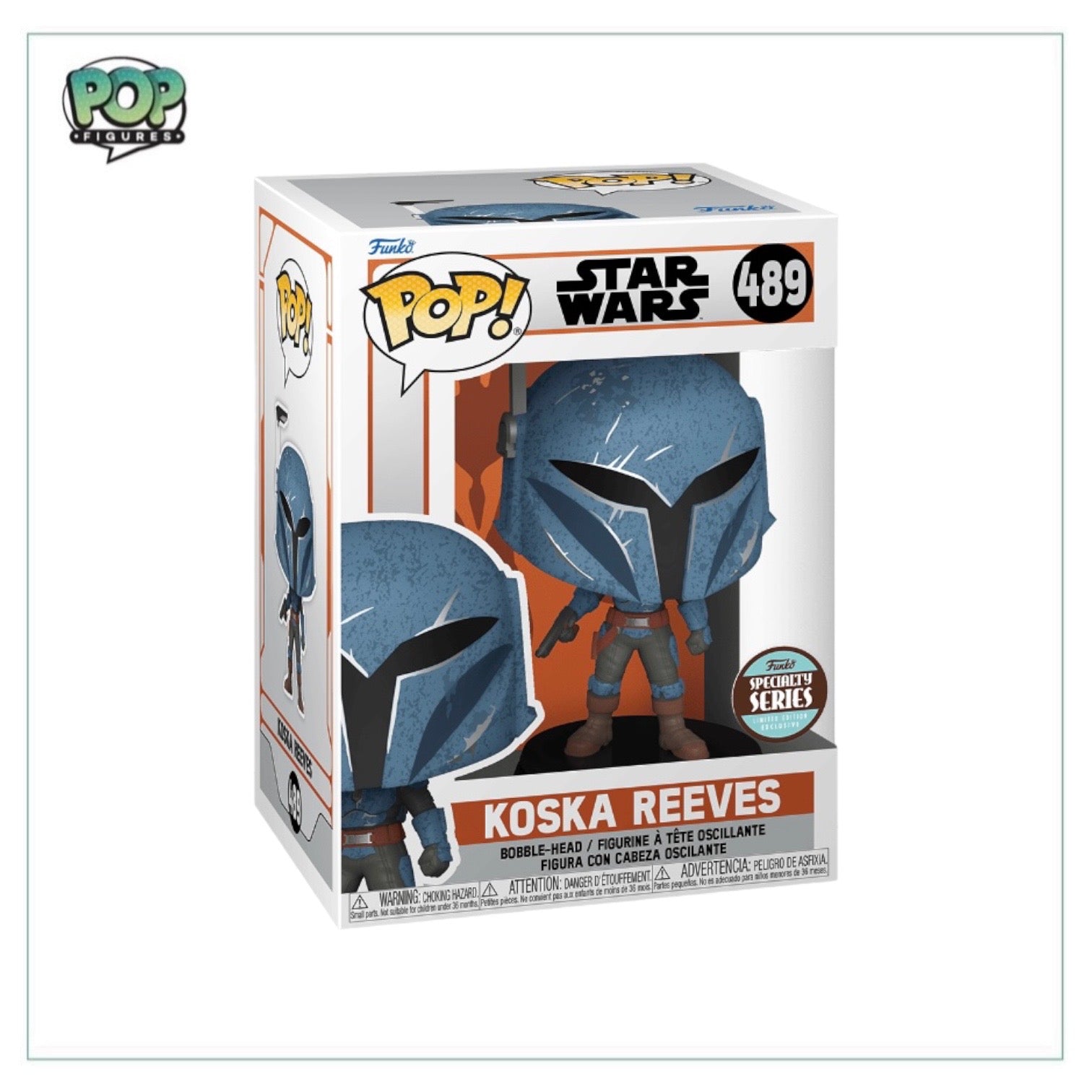 Funko Pop! of Koska Reeves from Star Wars: The Mandalorian, part of the Speciality Series, featuring her cool armor and helmet.