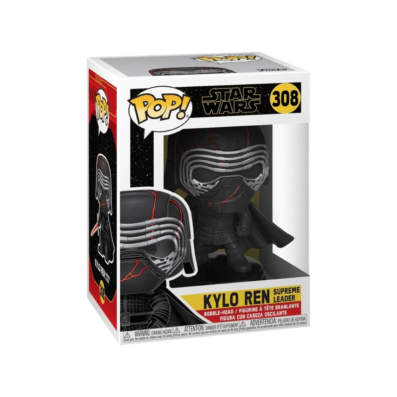 Kylo Ren Supreme Leader Funko Pop! #308 from Star Wars: The Rise of Skywalker, featuring detailed design and iconic helmet
