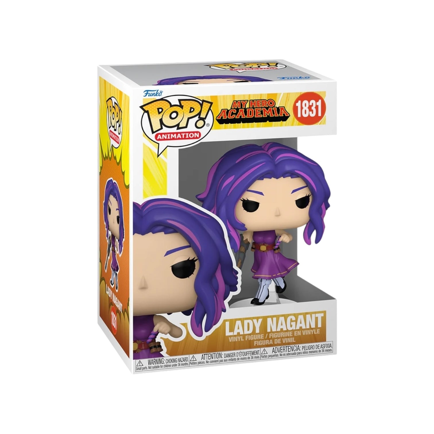 Lady Nagant Funko Figure wearing a purple floating dress with a deep red belt