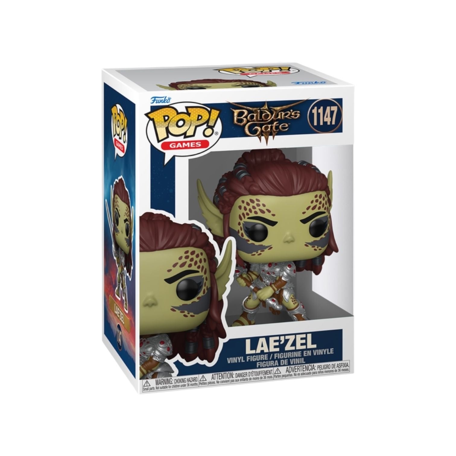 Funko Pop! vinyl figure packaging for 'Lae'zel' from 'Baldur's Gate' on a white background