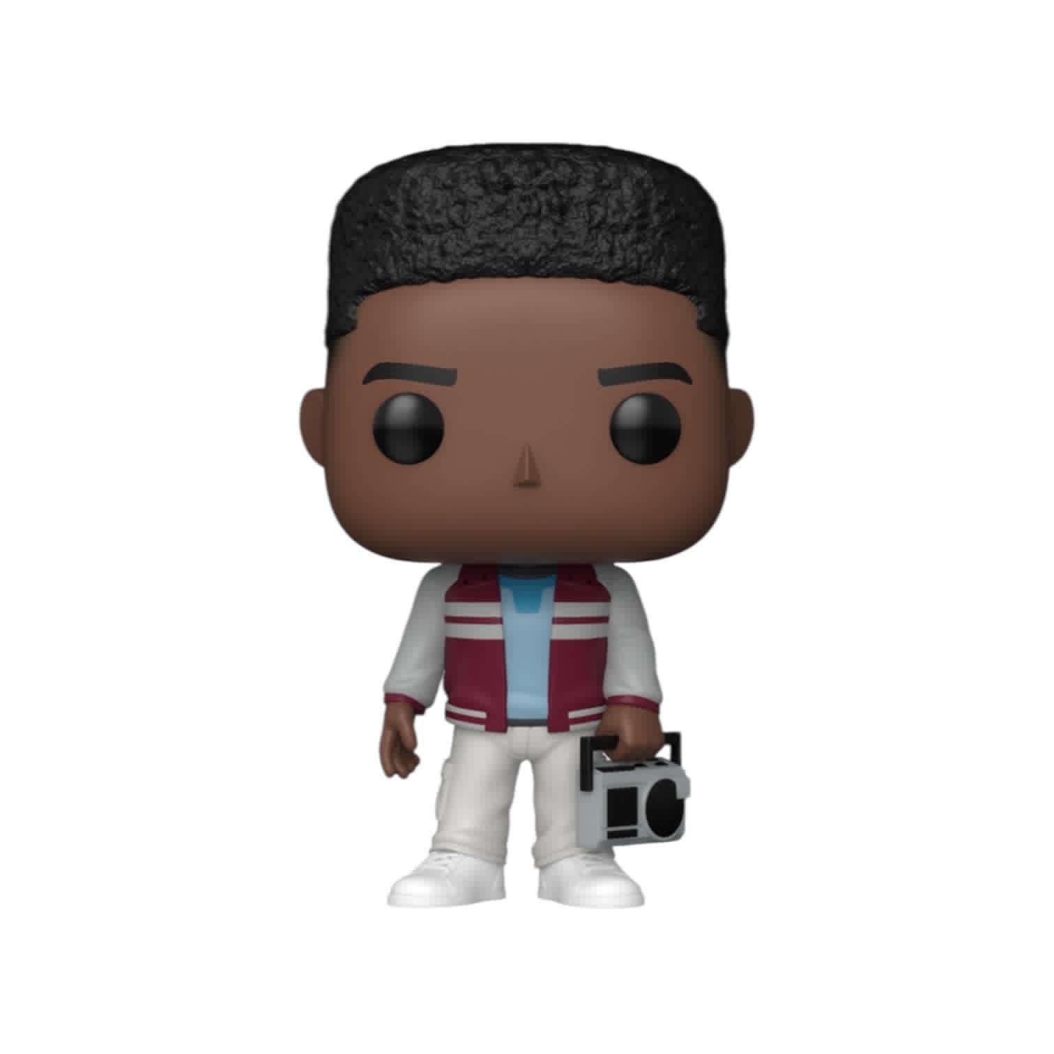 Funko Pop! vinyl figure of a person with a maroon and white jacket holding a boombox on a white background