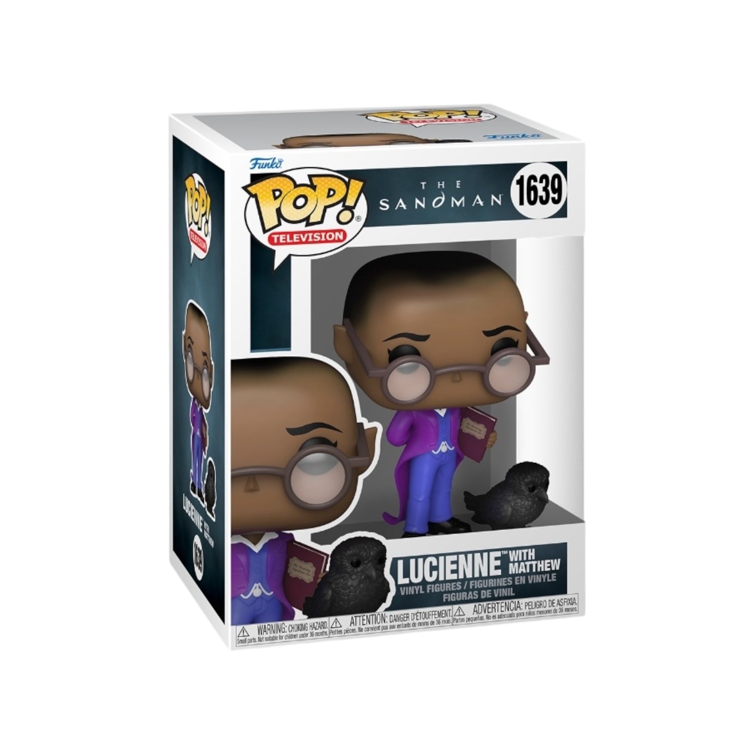Funko Pop! figure of Lucienne with Matthew from The Sandman, showcasing their unique design and vibrant colors.