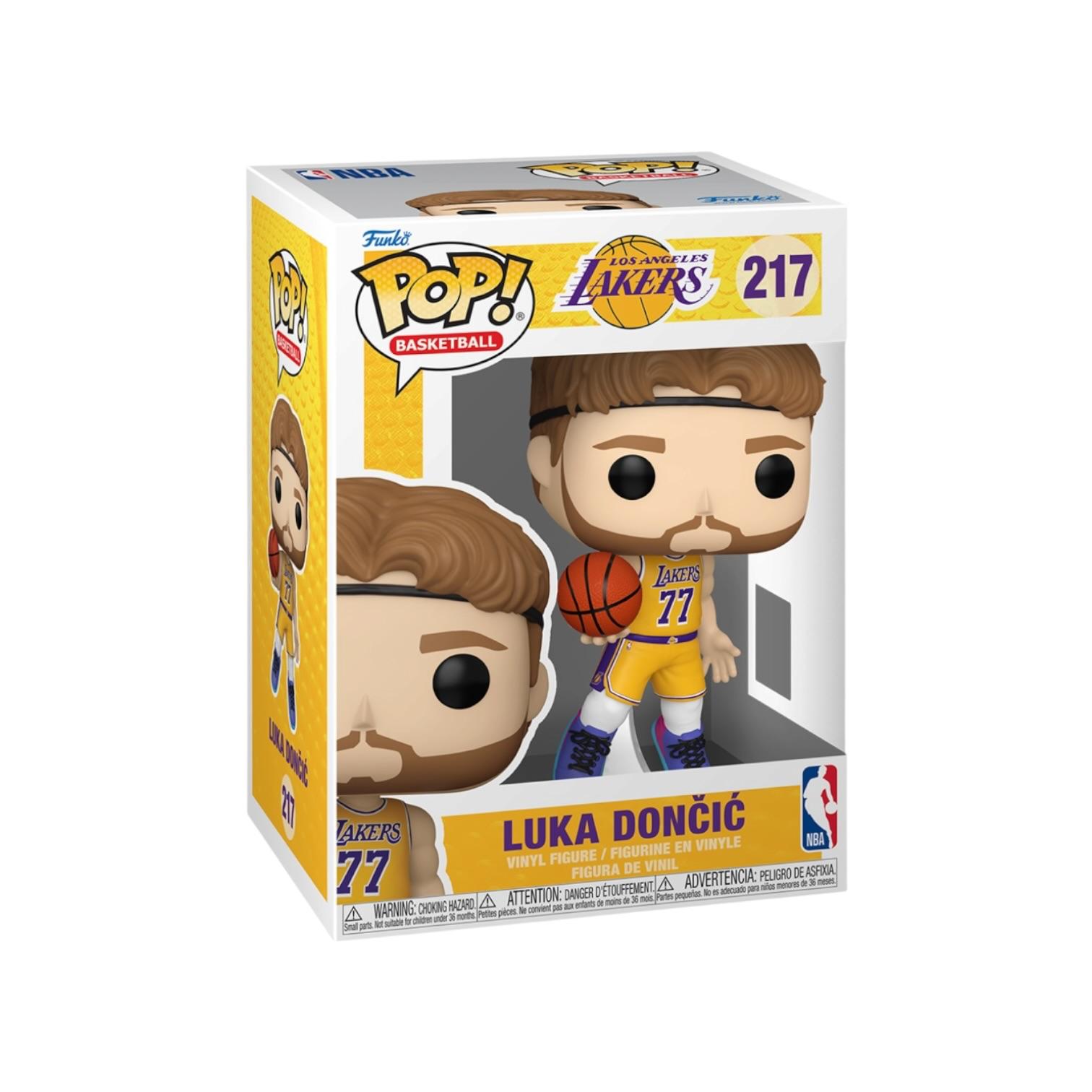 Funko Pop! Luka Doncic figure packaging with Lakers branding