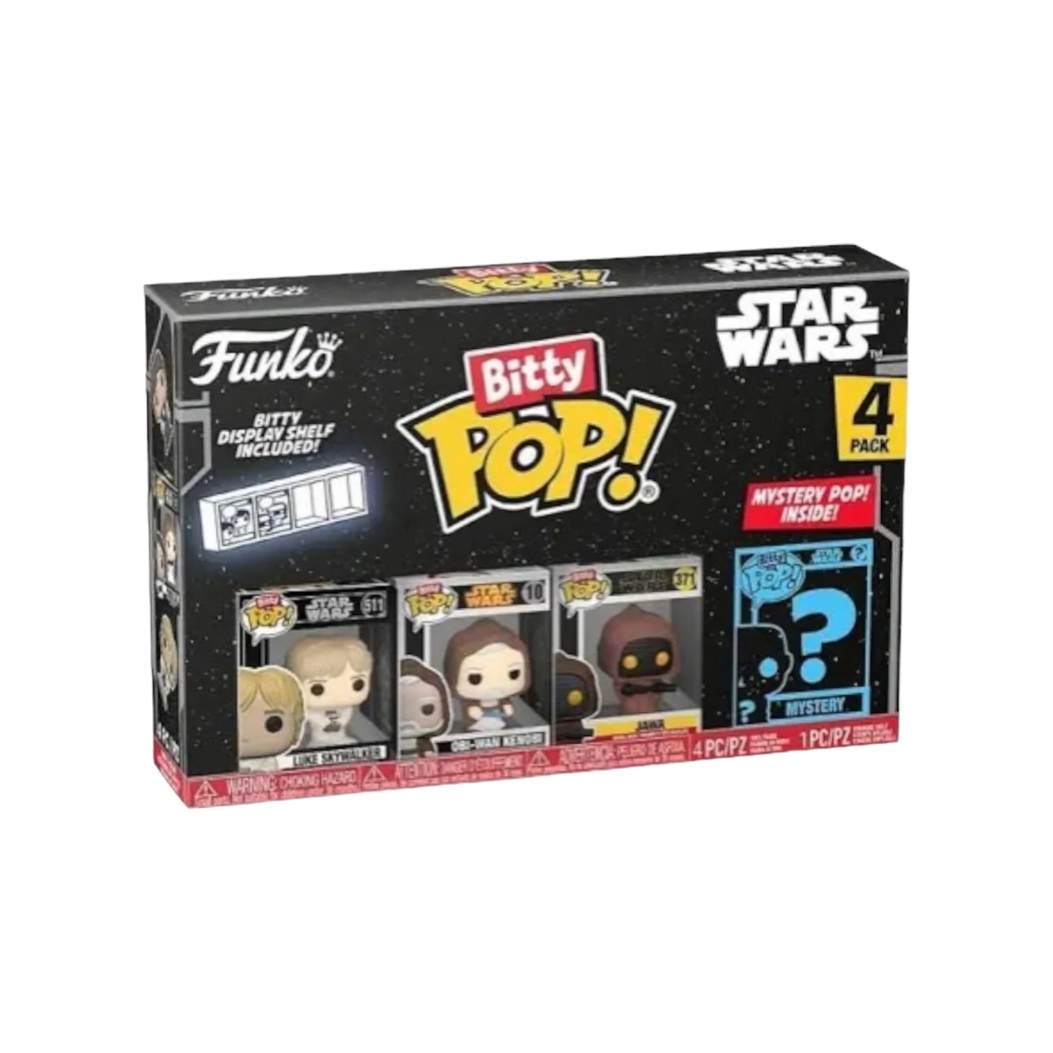 Luke Skywalker 4 Pack Bitty Funko POP! figures from Star Wars, featuring a chance to get a rare chase variant.