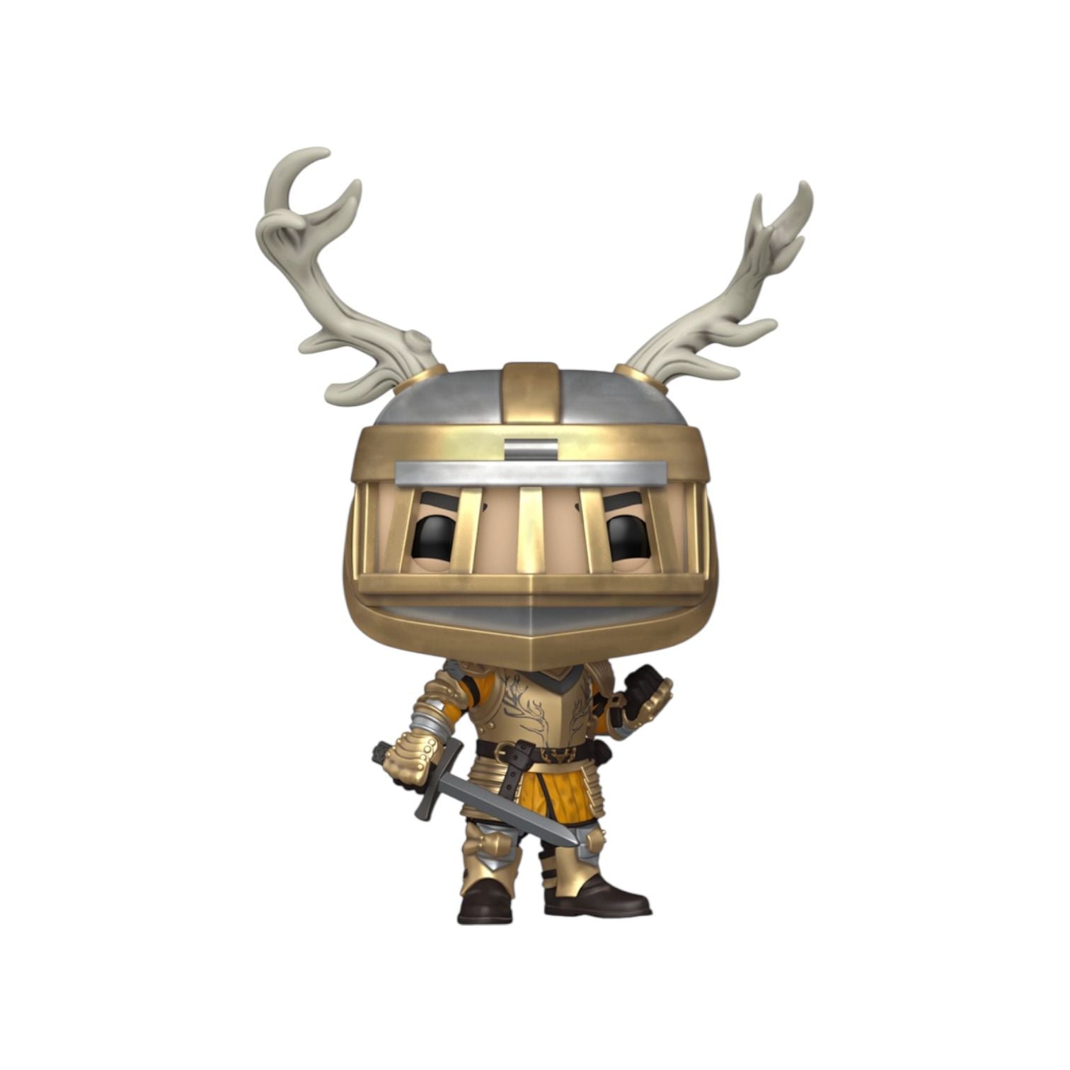 Figurine of a character in armor with antlers on a white background